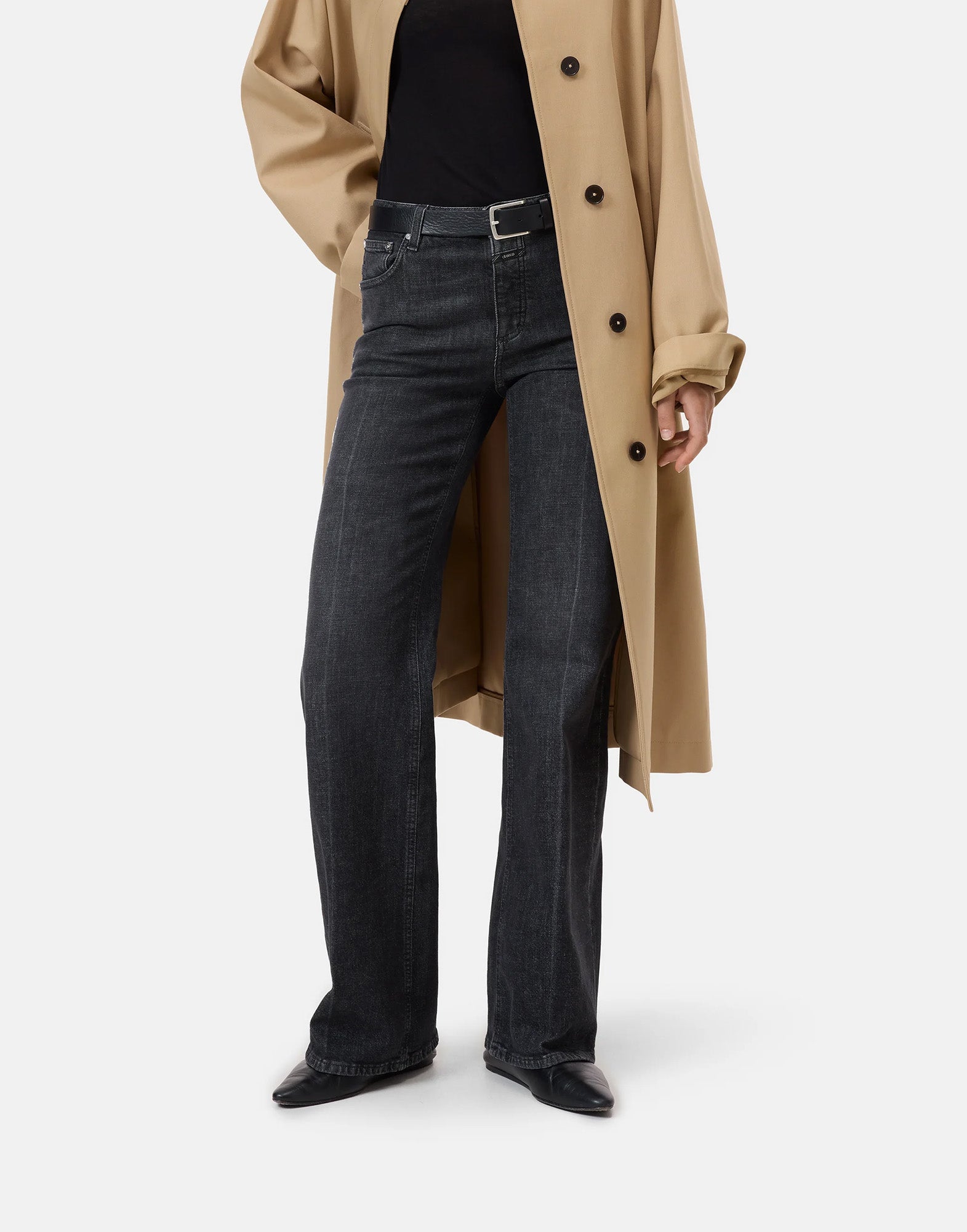 CLOSED Jeans Gillan Wide Fit a Vita Bassa Neri