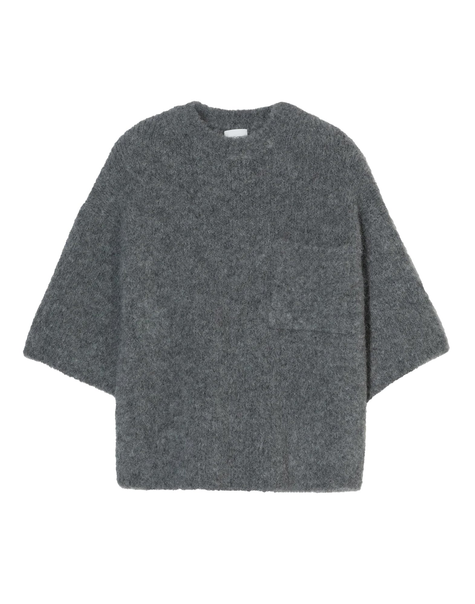 CLOSED Maglione a Maniche Corte in Misto Alpaca e Lana Grigio Melange