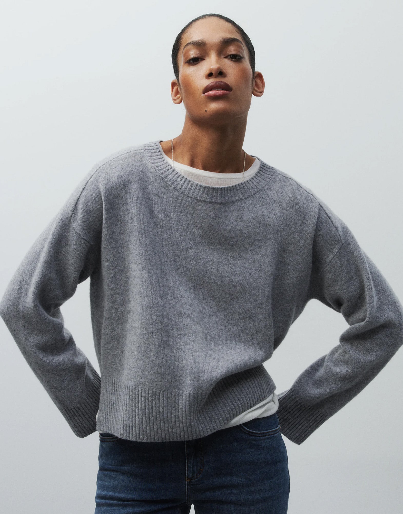 CLOSED Maglione in Lana Merino con Maniche Ampie Grigio