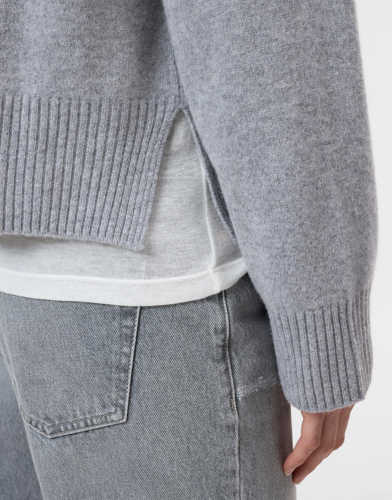 CLOSED Maglione in Lana Merino con Maniche Ampie Grigio