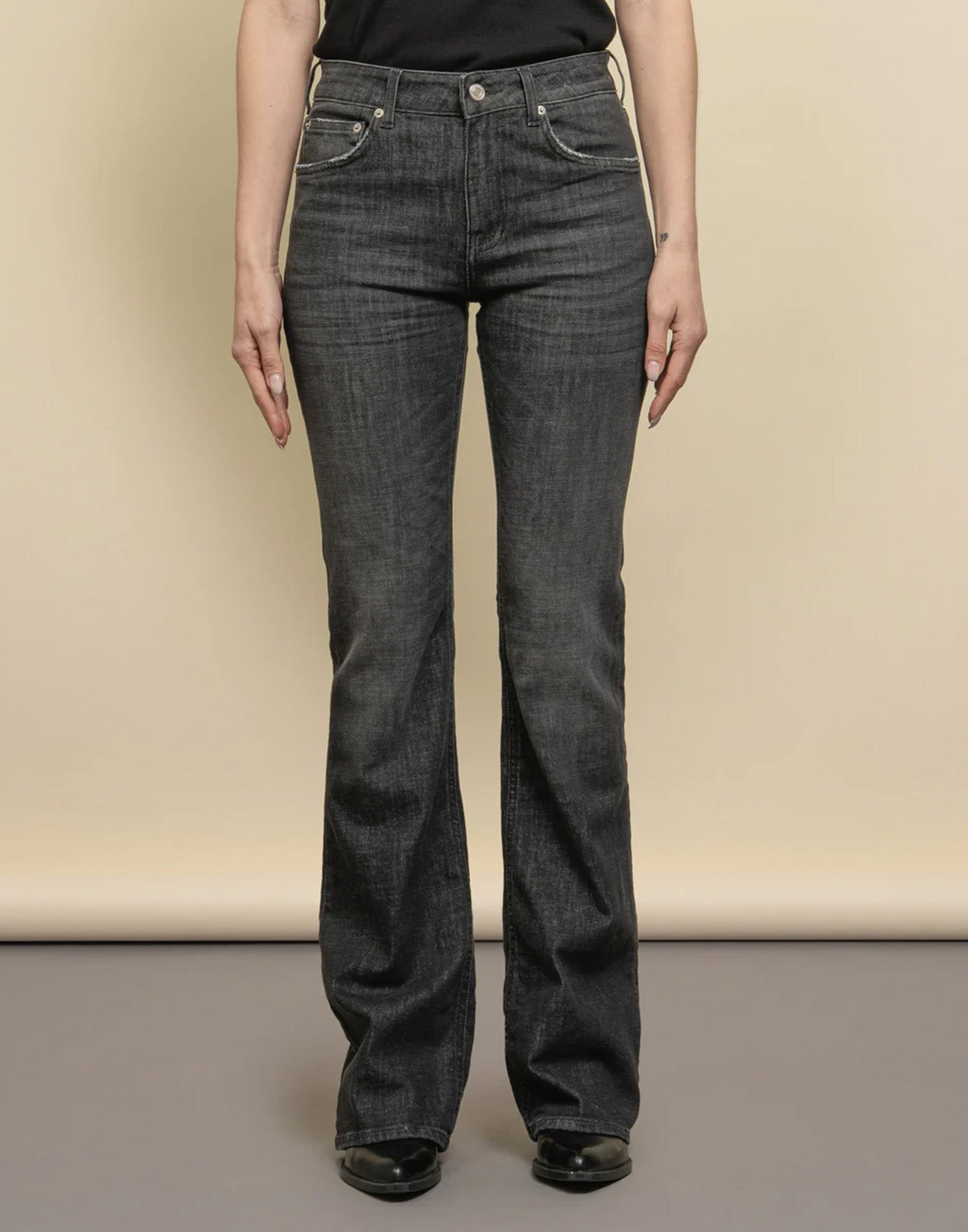 DEPARTMENT FIVE Jeans Bootcut Cliff in Denim Stretch Nero Stone Washed