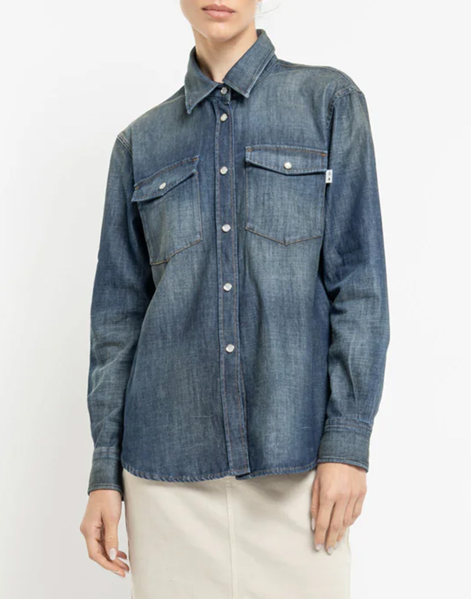 DEPARTMENT FIVE Camicia Texana in Denim Blu