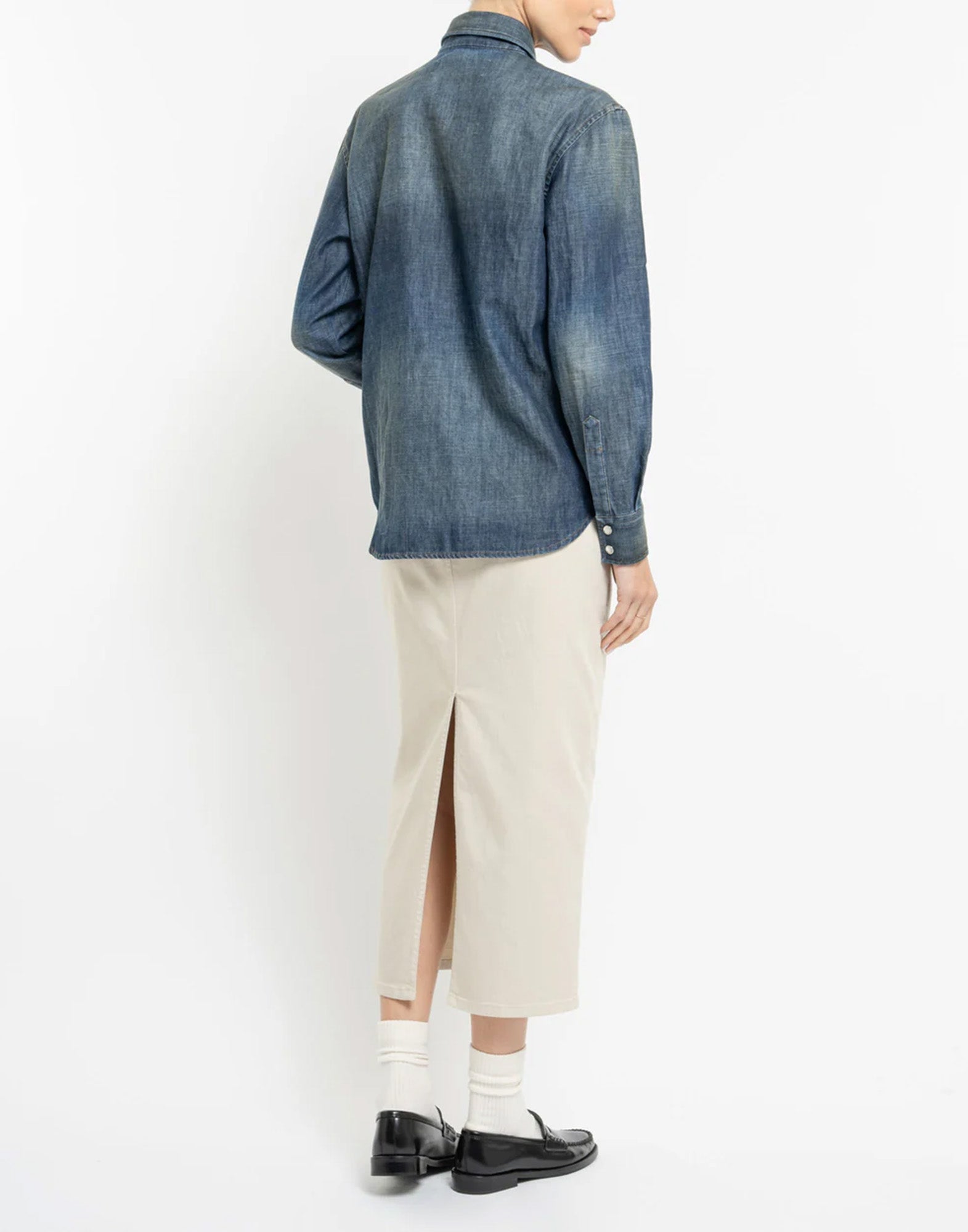 DEPARTMENT FIVE Camicia Texana in Denim Blu