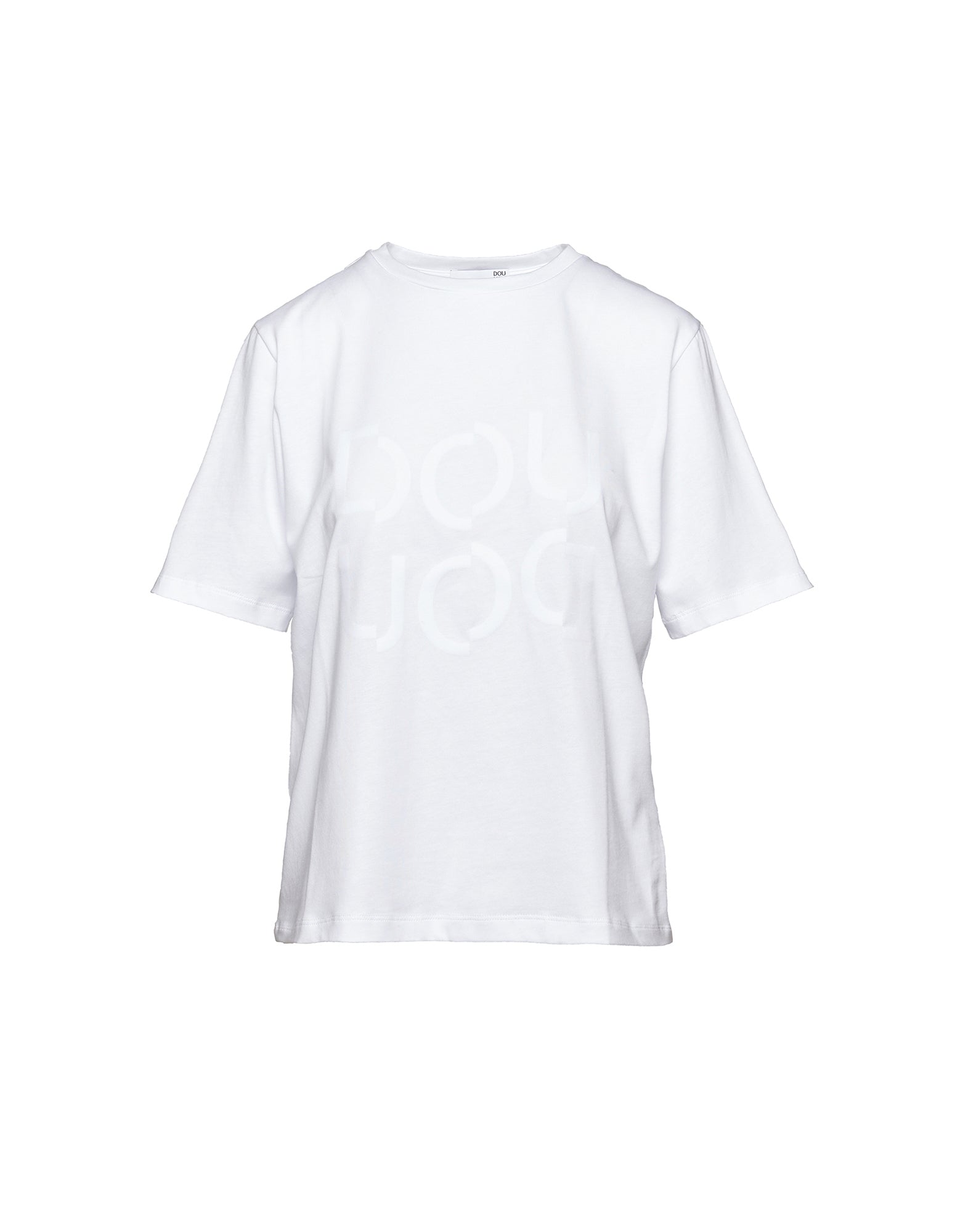 DOUUOD T-shirt Manica Corta con Stampa Logo Bianca