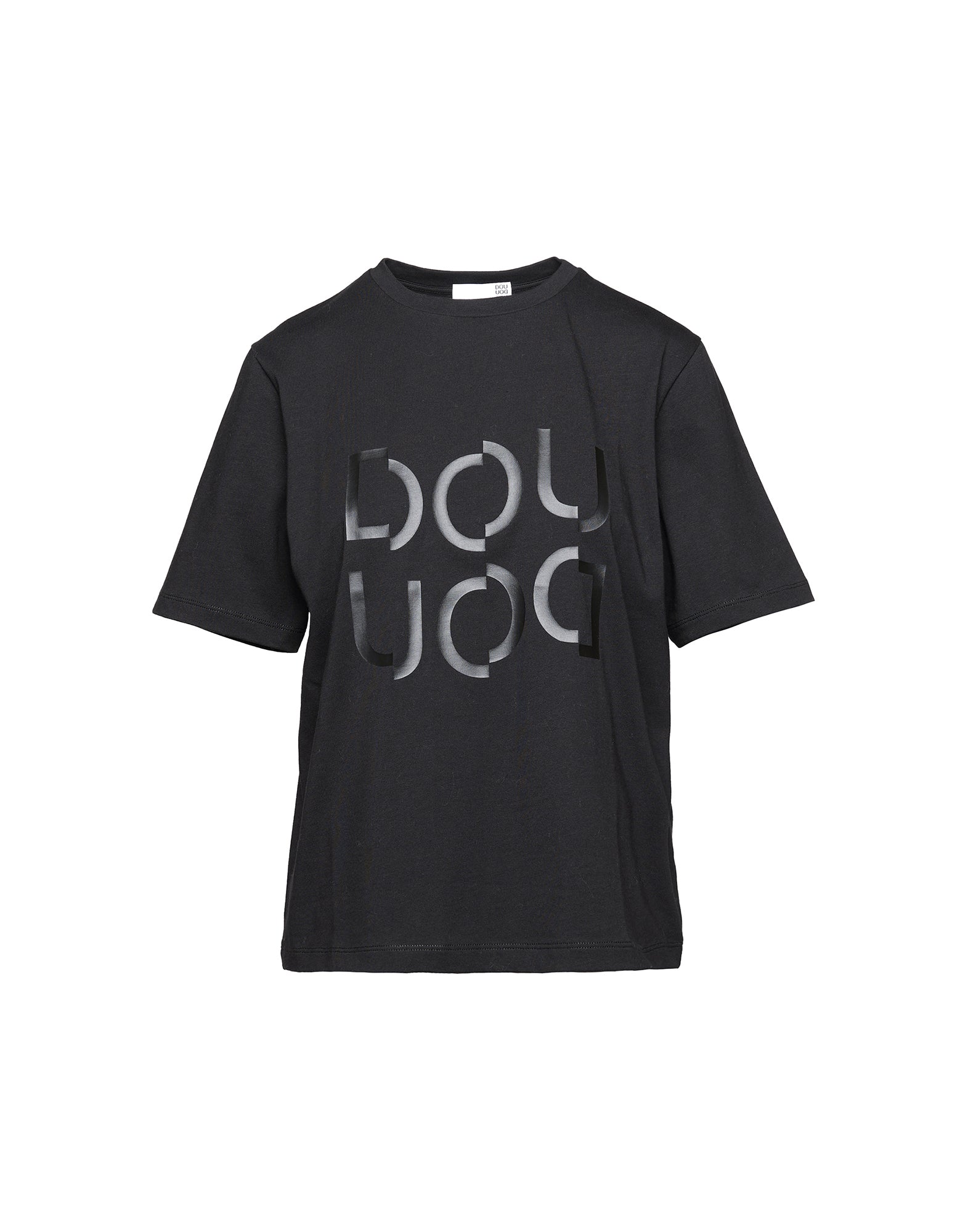 DOUUOD T-shirt Manica Corta con Stampa Logo Nera