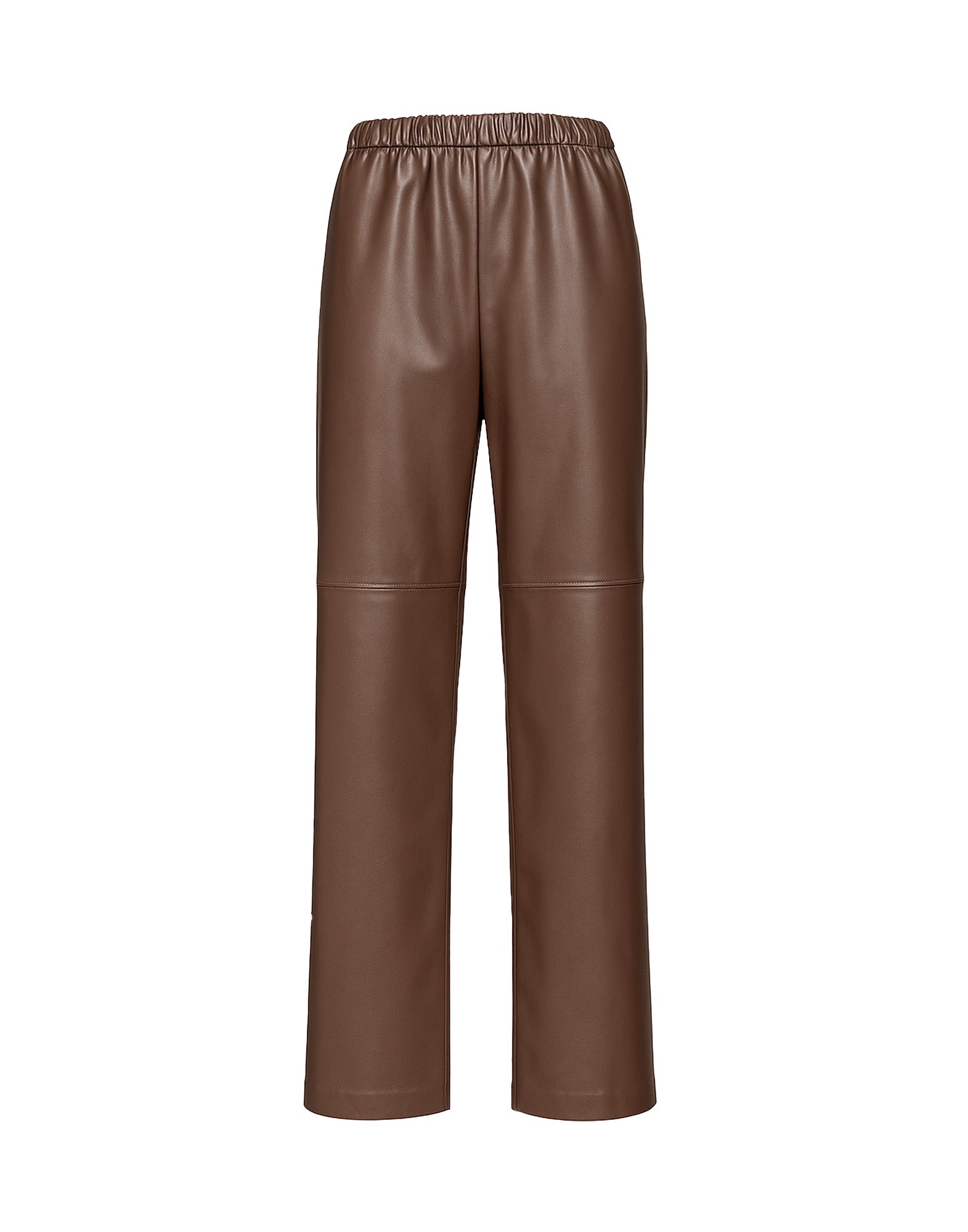 DOUUOD Pantaloni in Eco Soft Leather con Vita Elasticizzata Moro