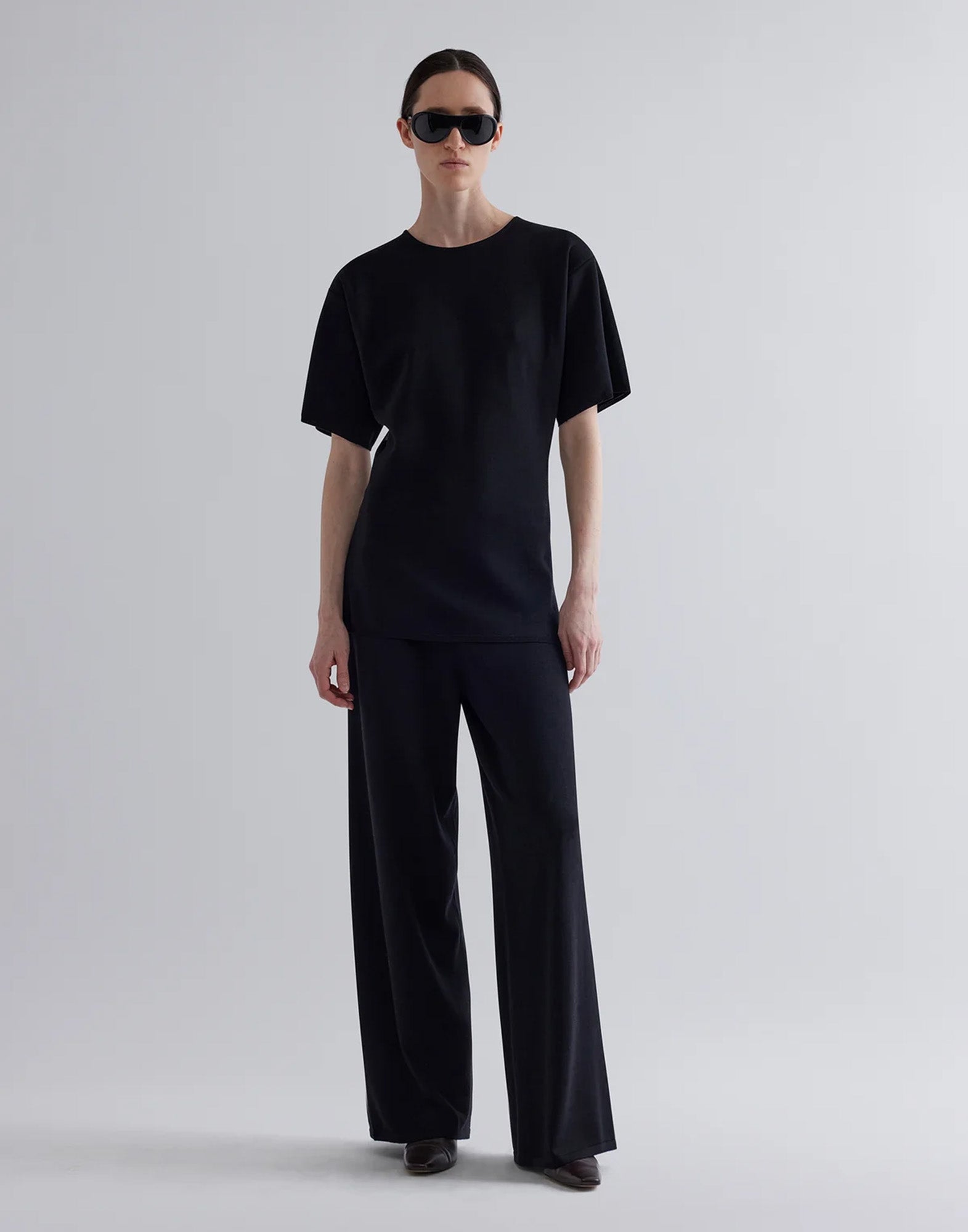 ERIKA CAVALLINI Pantaloni Ettore in Maglia di Lana Vergine Neri