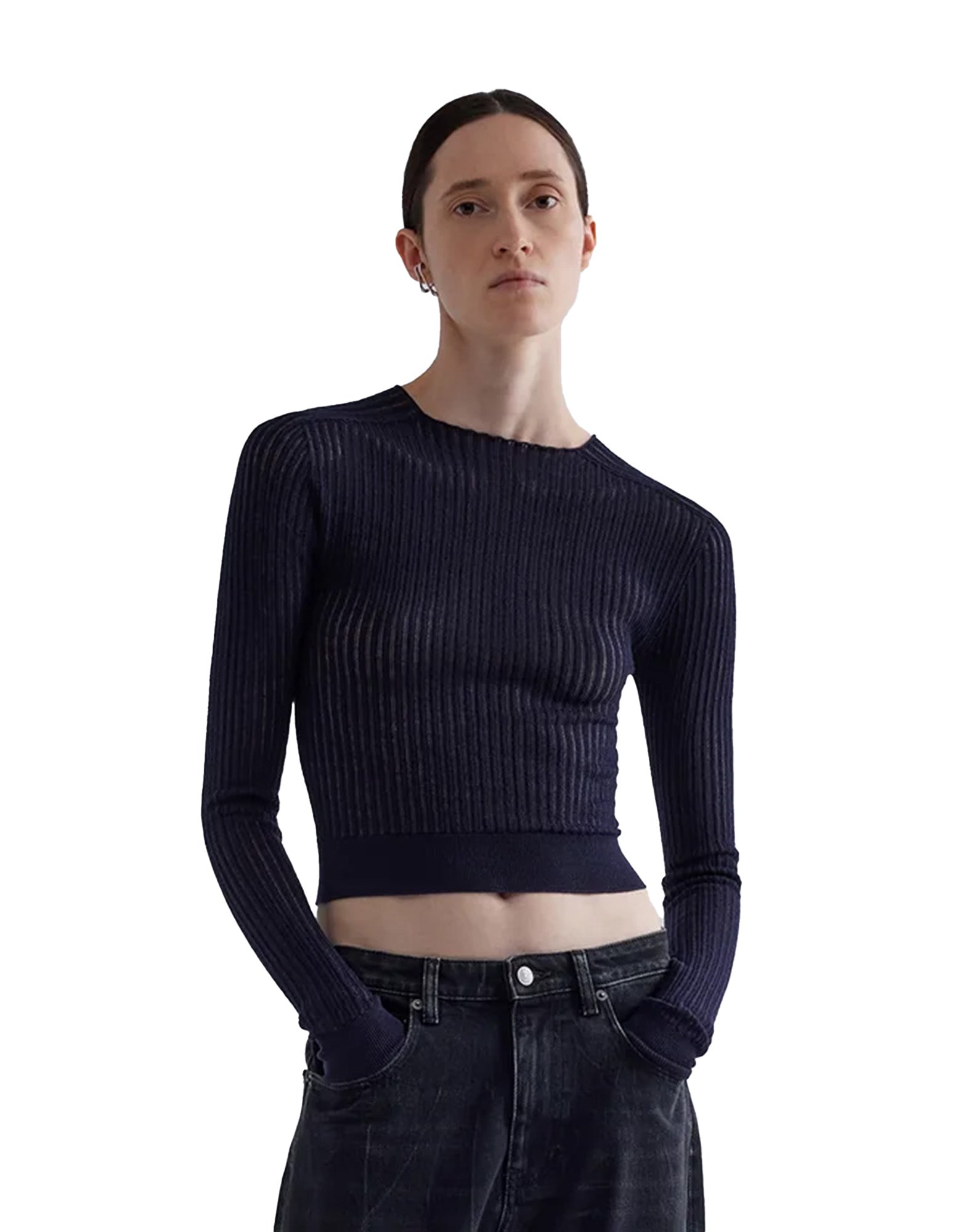 ERIKA CAVALLINI Maglia Giovanna in Lana Extrafine Blu Navy