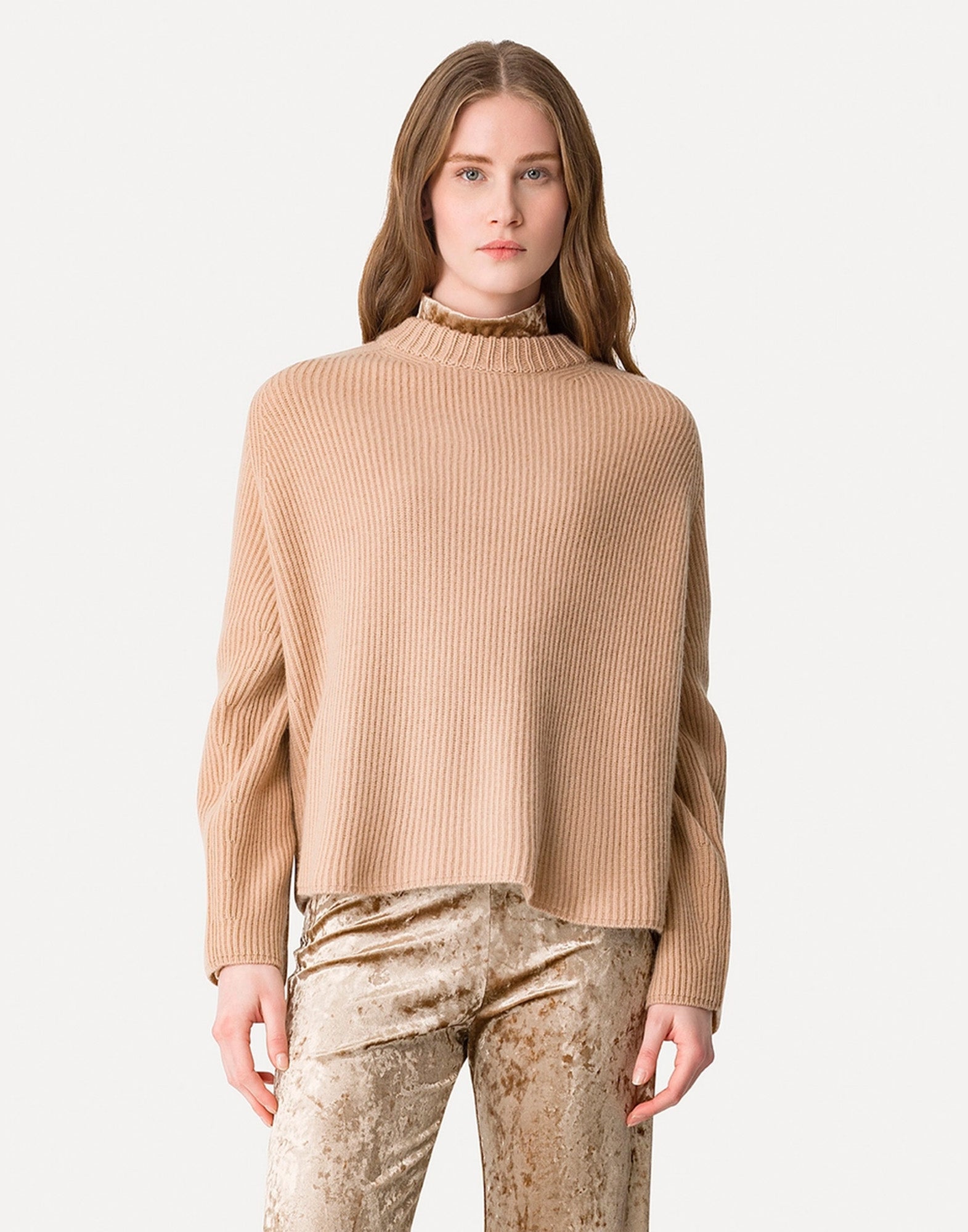 FORTE FORTE Maglia Girocollo in Cashmere e Lana Noisette