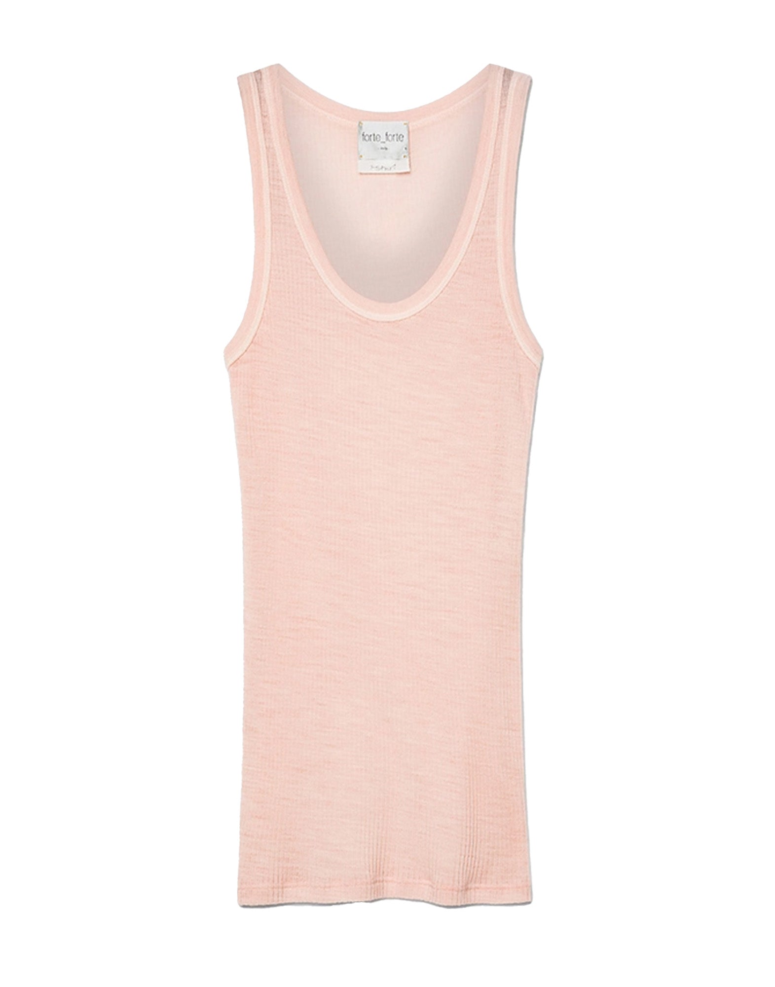 FORTE FORTE Canotta con Scollo all’Americana in Jersey di Lana Peach