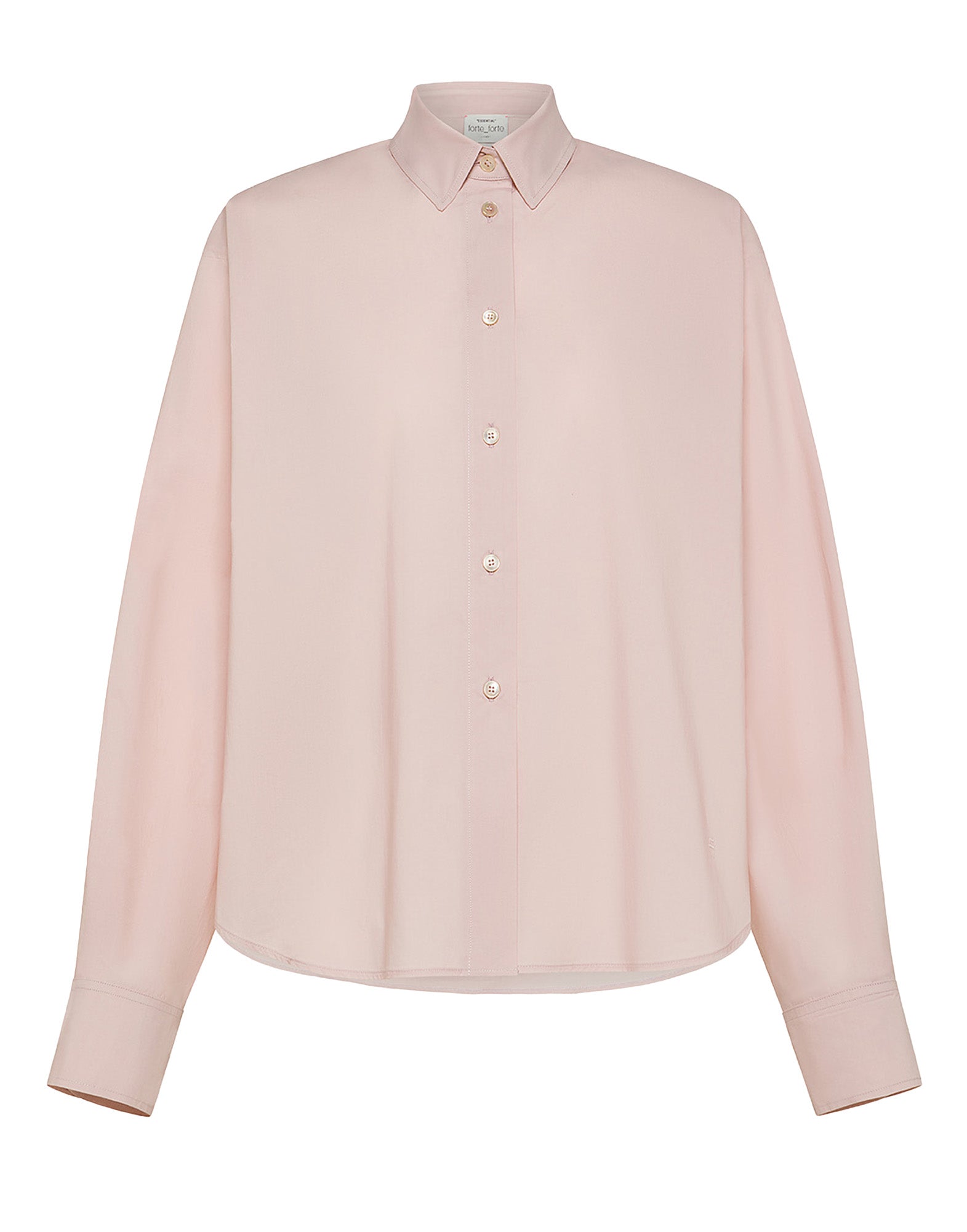 FORTE FORTE Camicia Corta Boxy Fit in Popeline di Cotone Rose