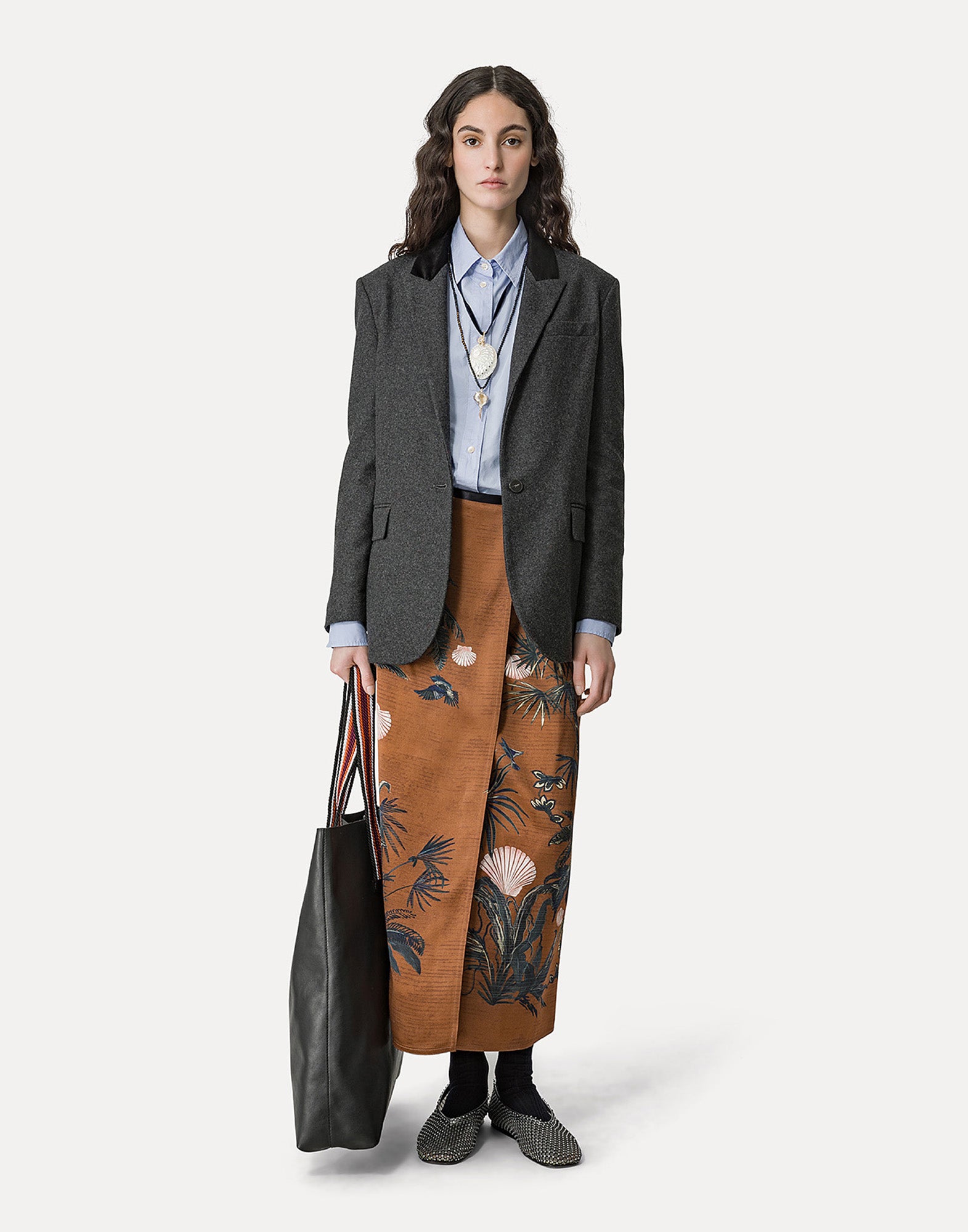 FORTE FORTE Camicia Corta Boxy Fit in Popeline di Cotone Ceruleo