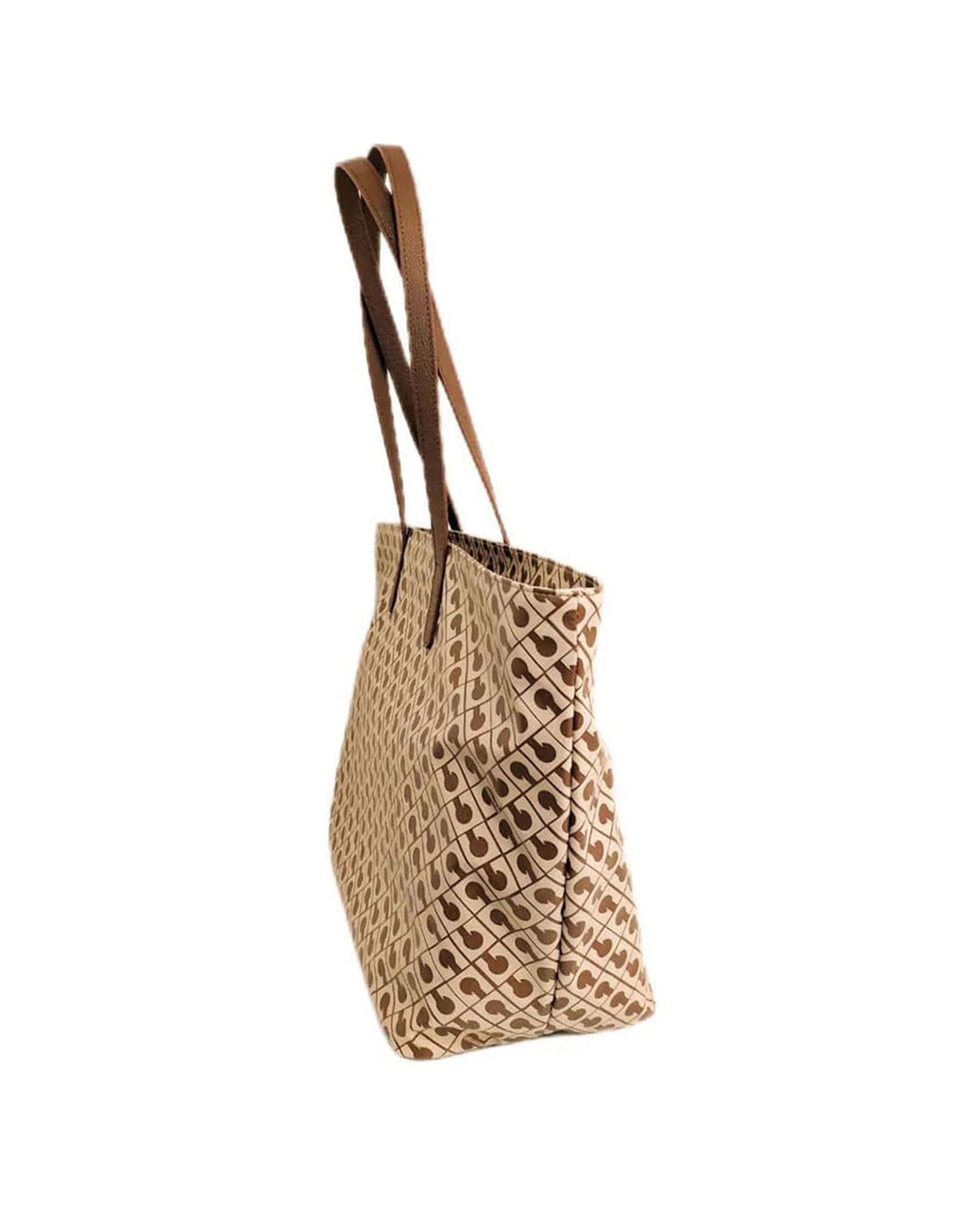 GHERARDINI Shopper Grande in Tessuto Softy Tabacco/Burro