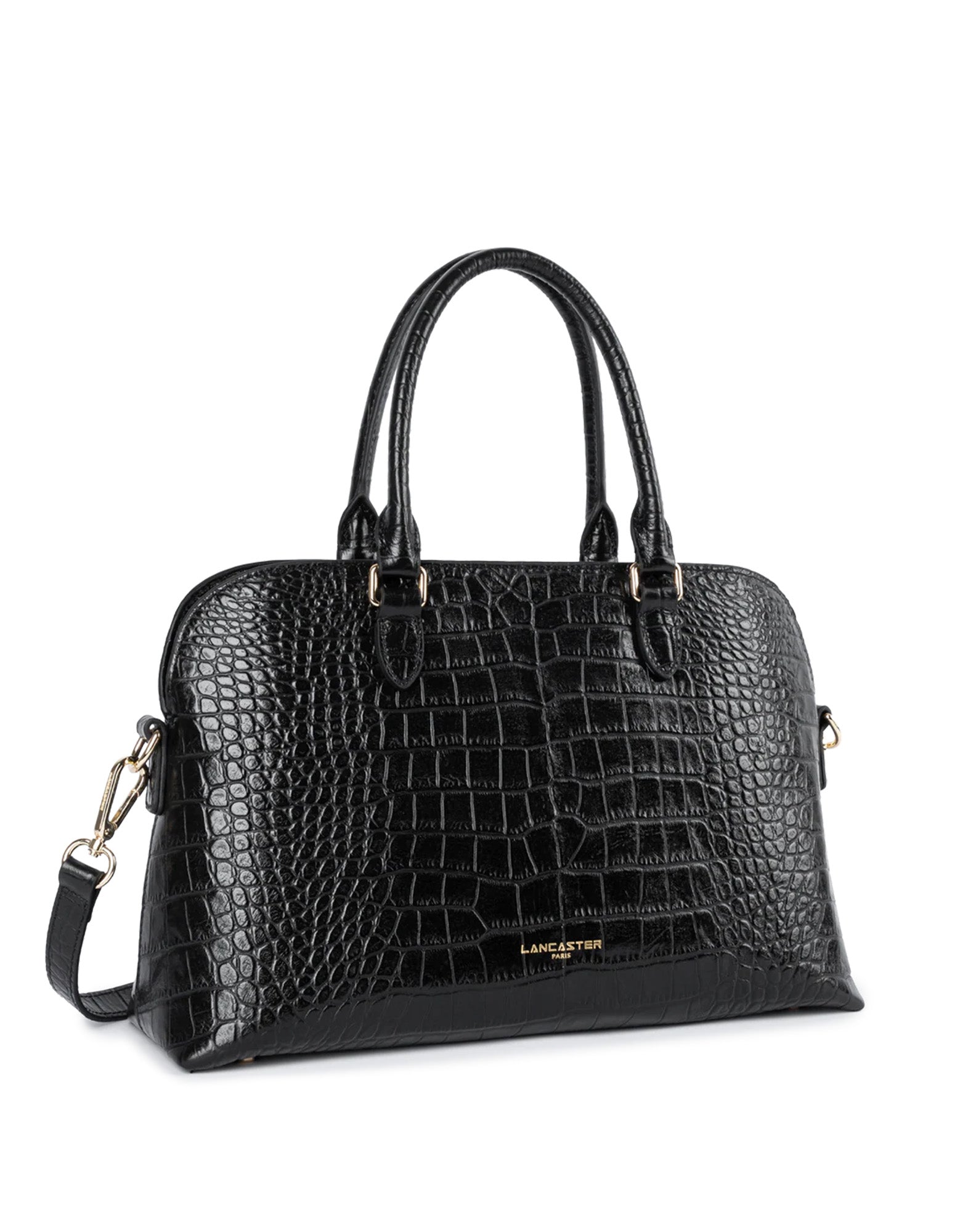 LANCASTER Borsa a Mezzaluna Exo in Pelle Stampata Noir