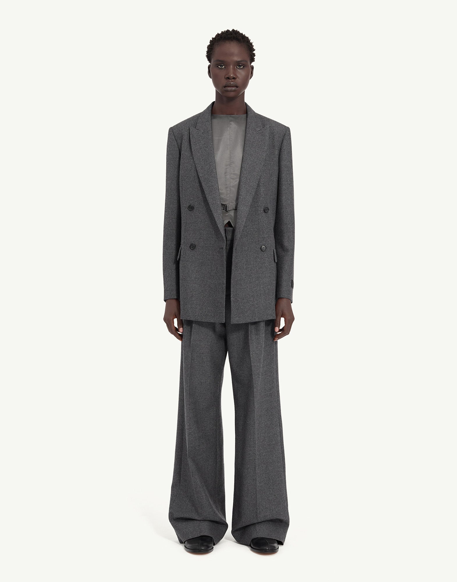 MM6 MAISON MARGIELA Giacca Doppiopetto in Lana Vergine Oversize Grigia