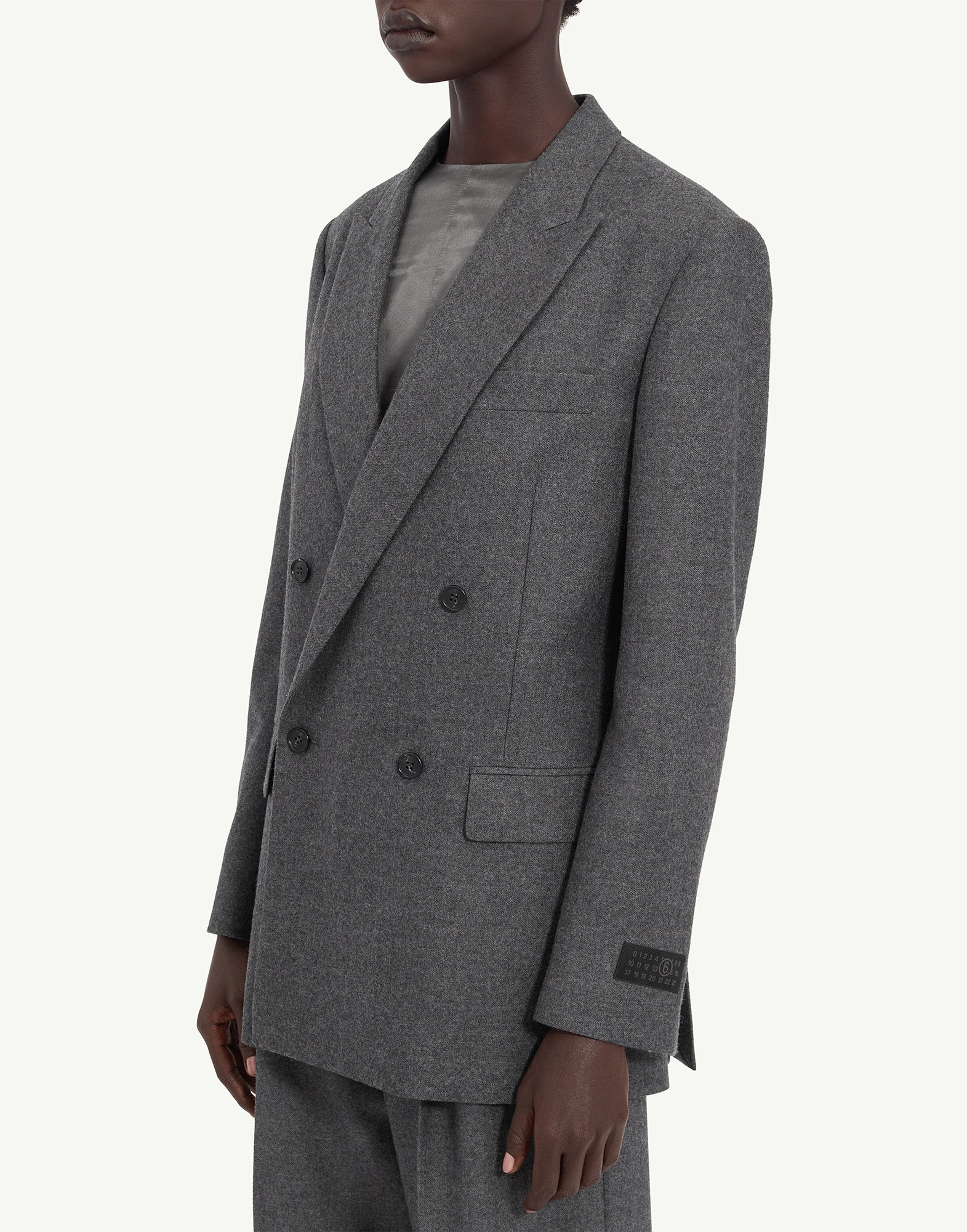 MM6 MAISON MARGIELA Giacca Doppiopetto in Lana Vergine Oversize Grigia