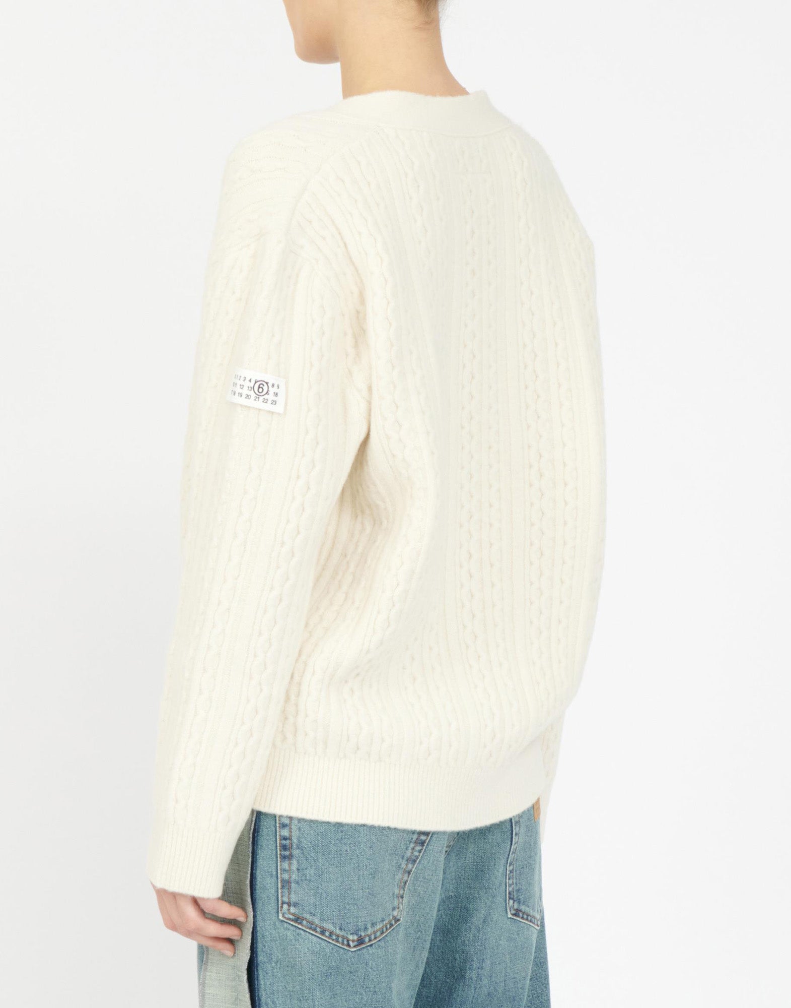 MM6 MAISON MARGIELA Cardigan a Treccia Off White