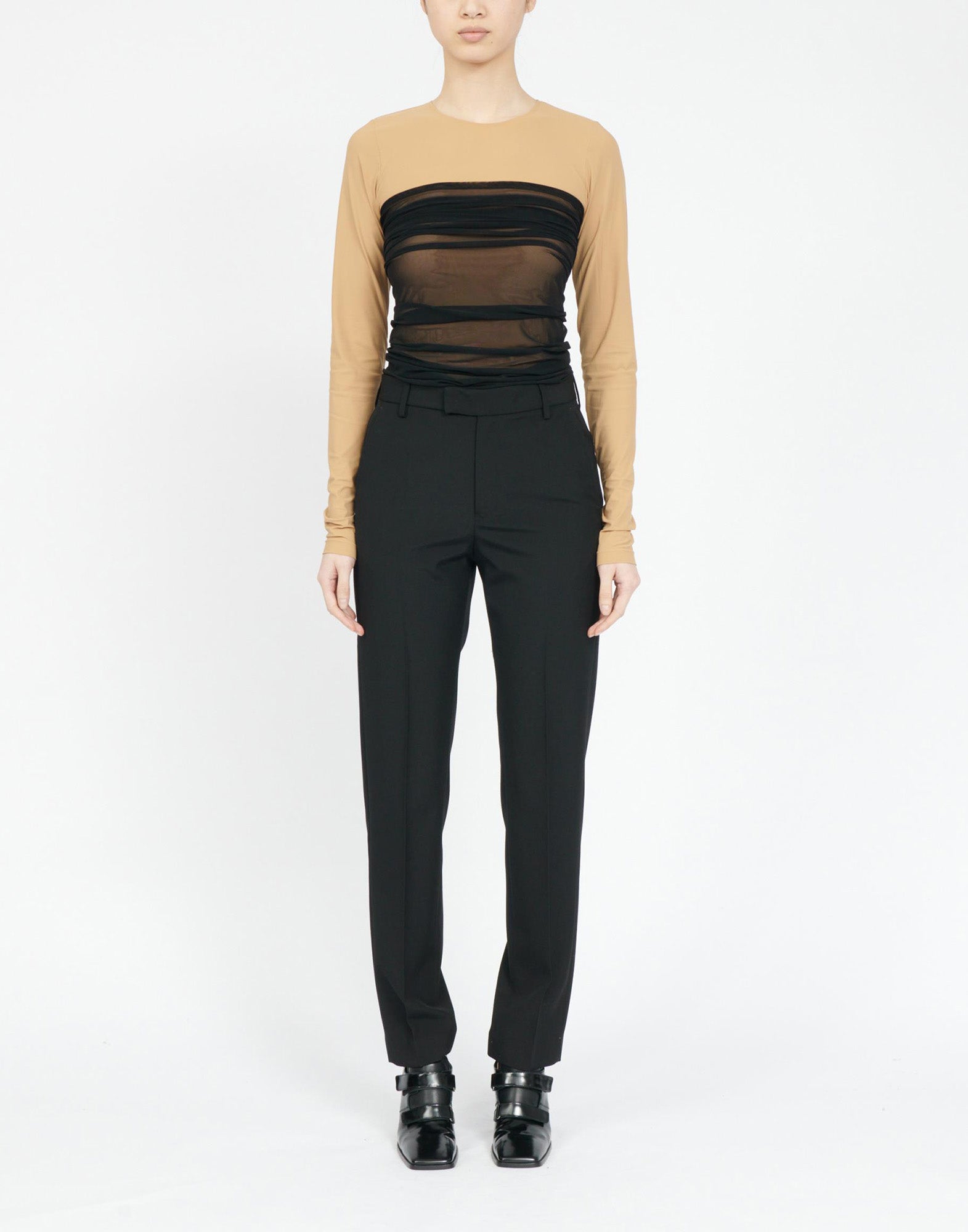 MM6 MAISON MARGIELA Pantaloni in Light Wool Blend con Gonna in Tulle Regolabile