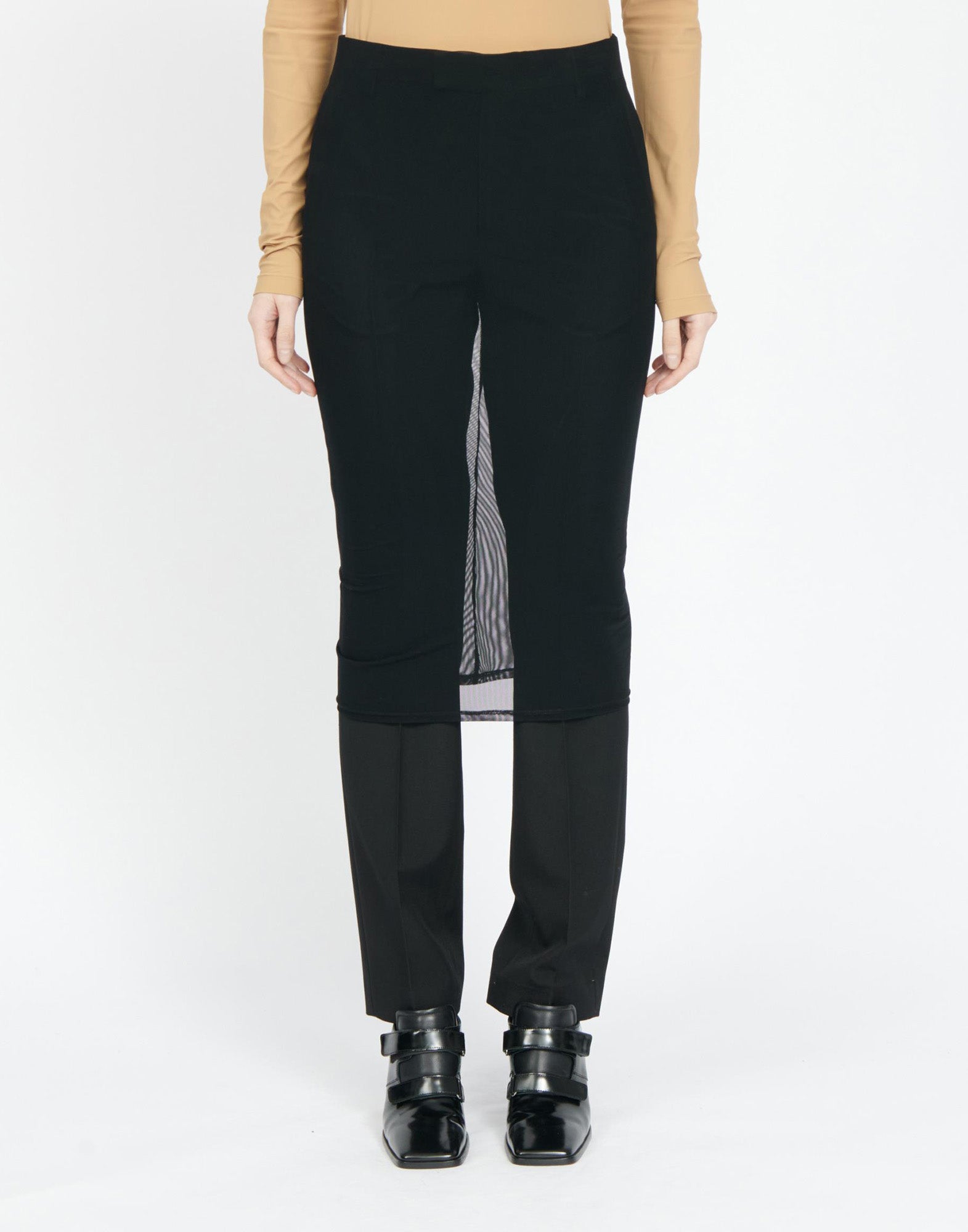 MM6 MAISON MARGIELA Pantaloni in Light Wool Blend con Gonna in Tulle Regolabile