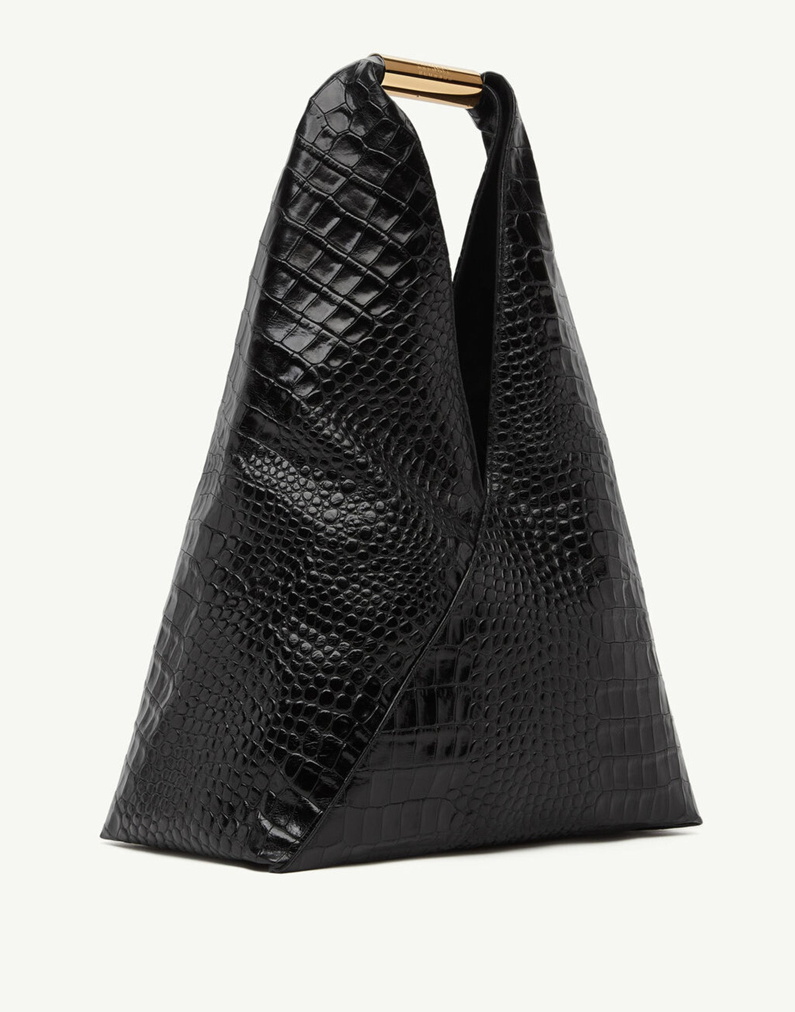 MM6 MAISON MARGIELA Borsa Japanese Medium in Pelle Stampa Coccodrillo Nera