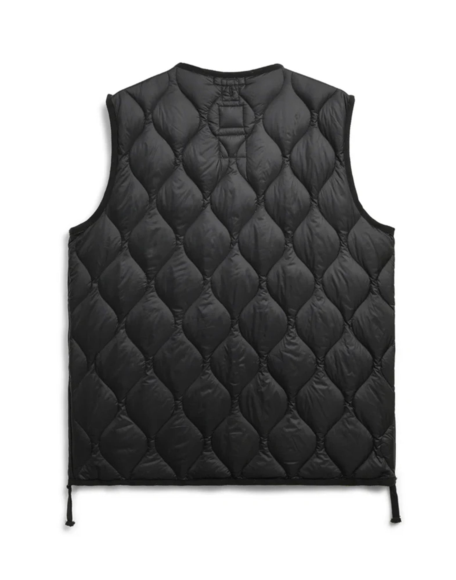 TAION Gilet Military V-Neck W-Zip Down in Soft Shell Nero