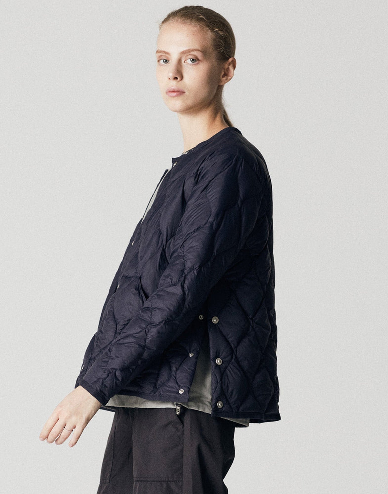 TAION Military Crew Neck Down Jacket Softshell Dark Navy