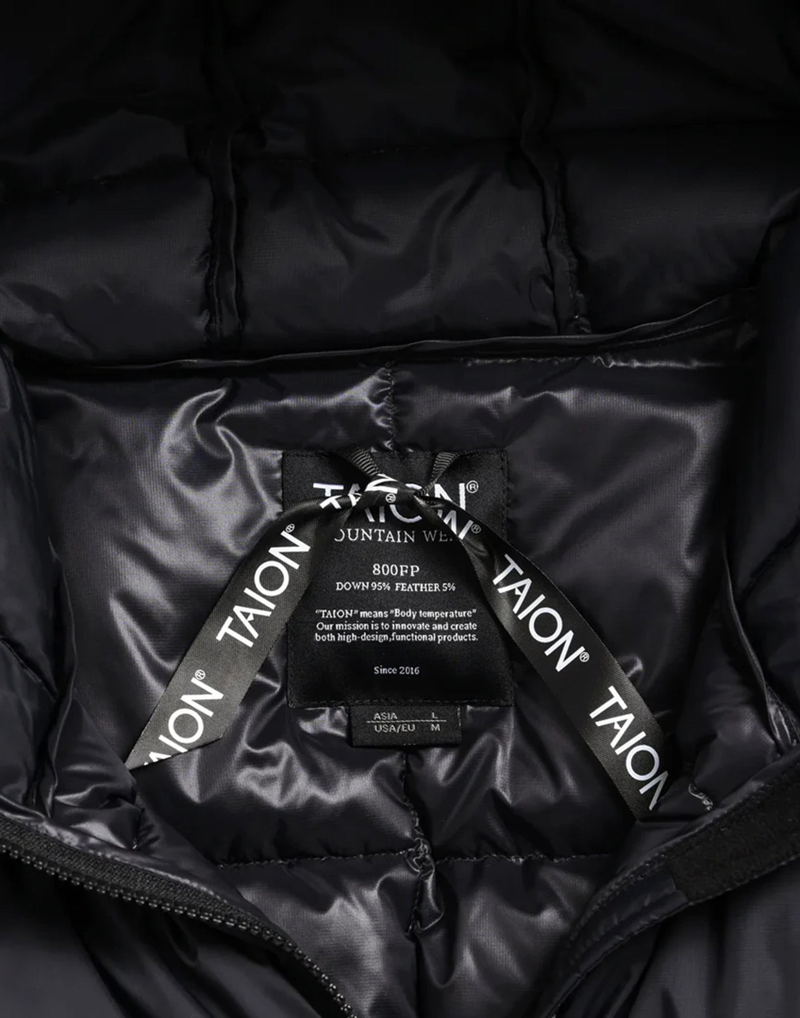 TAION Piumino Con Cappuccio Volume Ripiegabile Da Montagna Nero