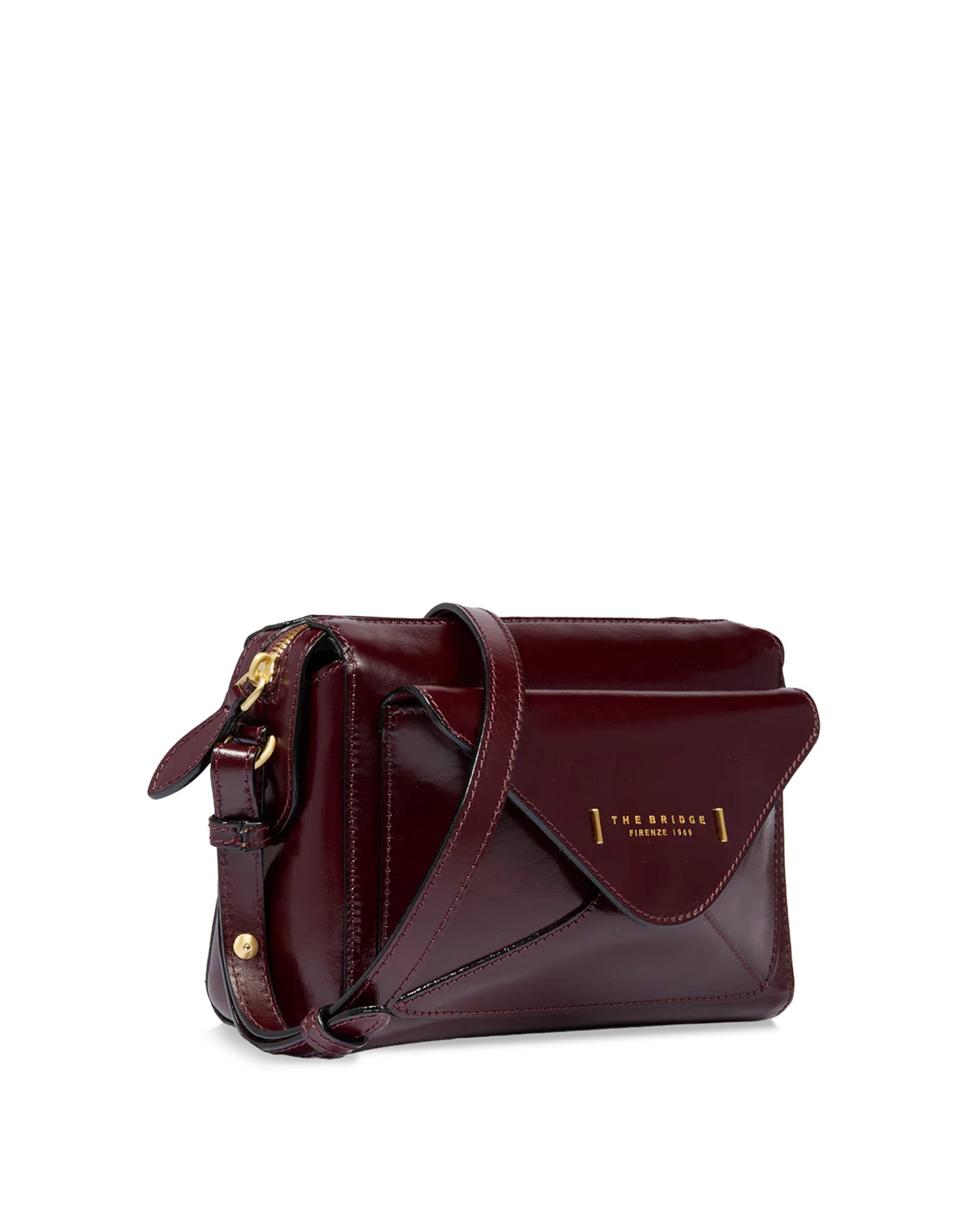 THE BRIDGE Borsa Tracolla in Pelle con Tasca Frontale Mosto