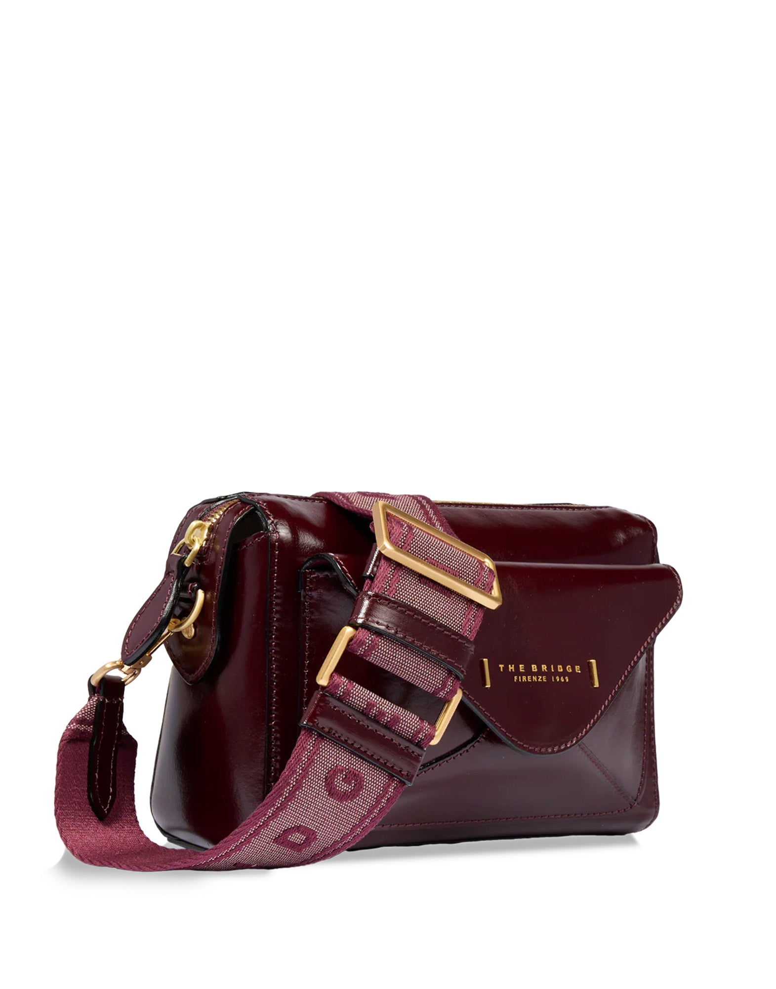 THE BRIDGE Borsa Tracolla in Pelle con Tasca Frontale Mosto