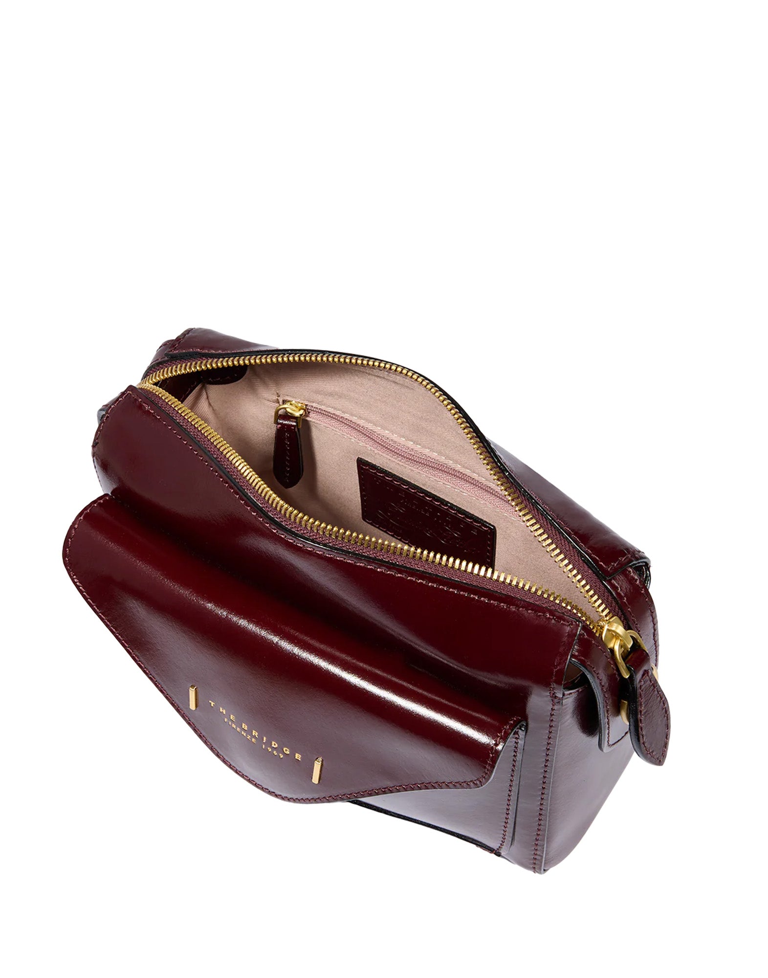 THE BRIDGE Borsa Tracolla in Pelle con Tasca Frontale Mosto