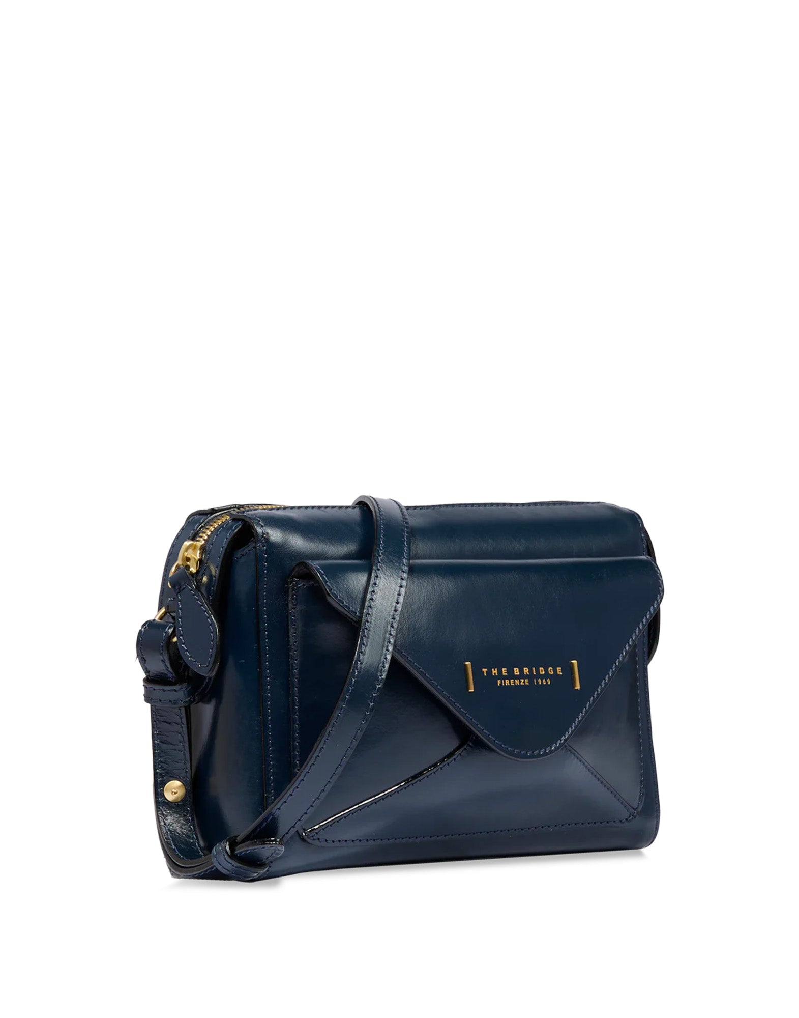 THE BRIDGE Borsa Tracolla in Pelle con Tasca Frontale Oltremare