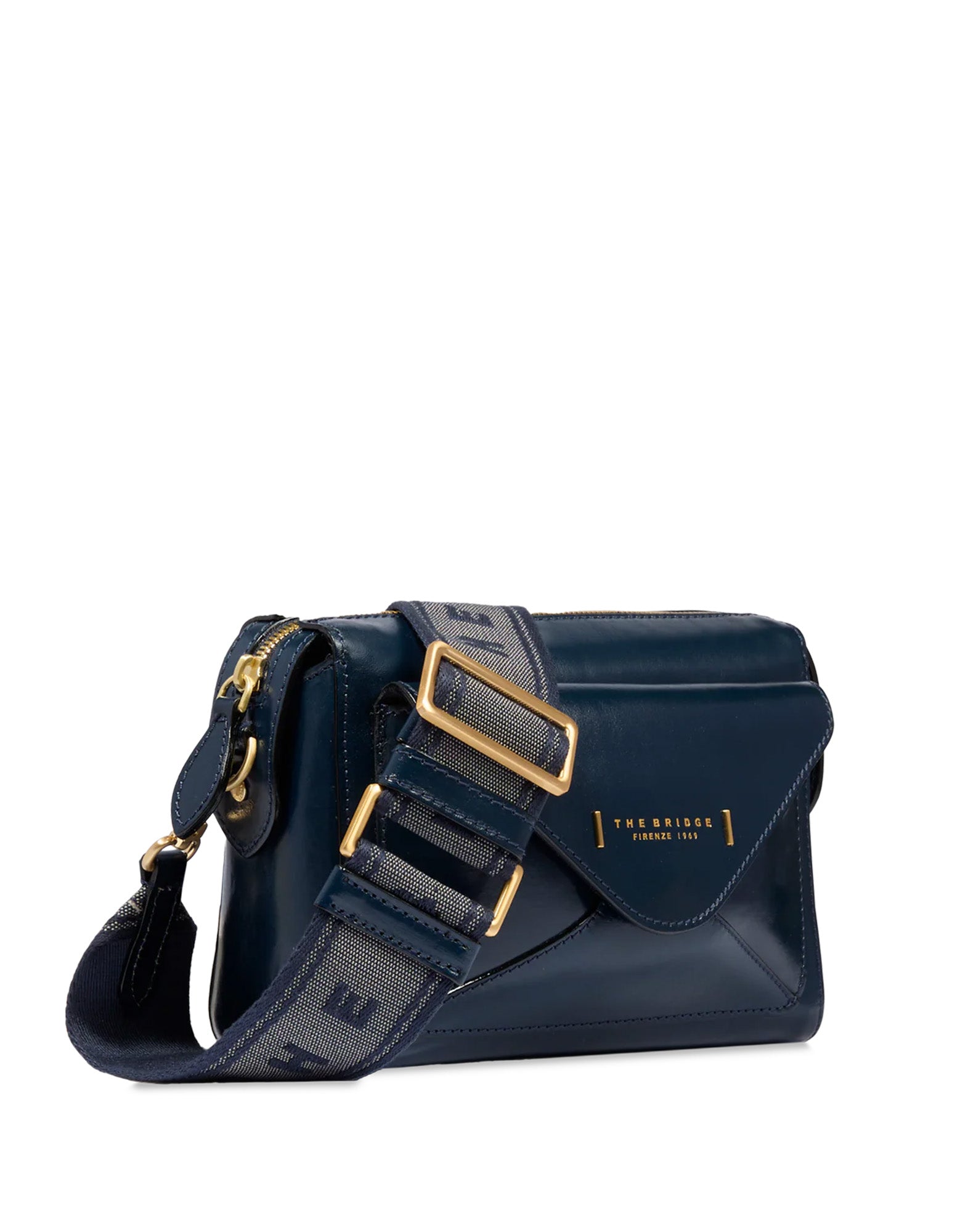 THE BRIDGE Borsa Tracolla in Pelle con Tasca Frontale Oltremare