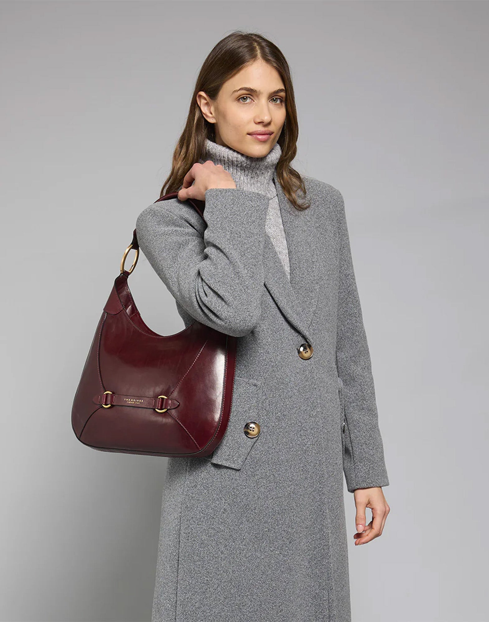 THE BRIDGE Borsa Hobo in Pelle con Chiusura a Zip Mosto