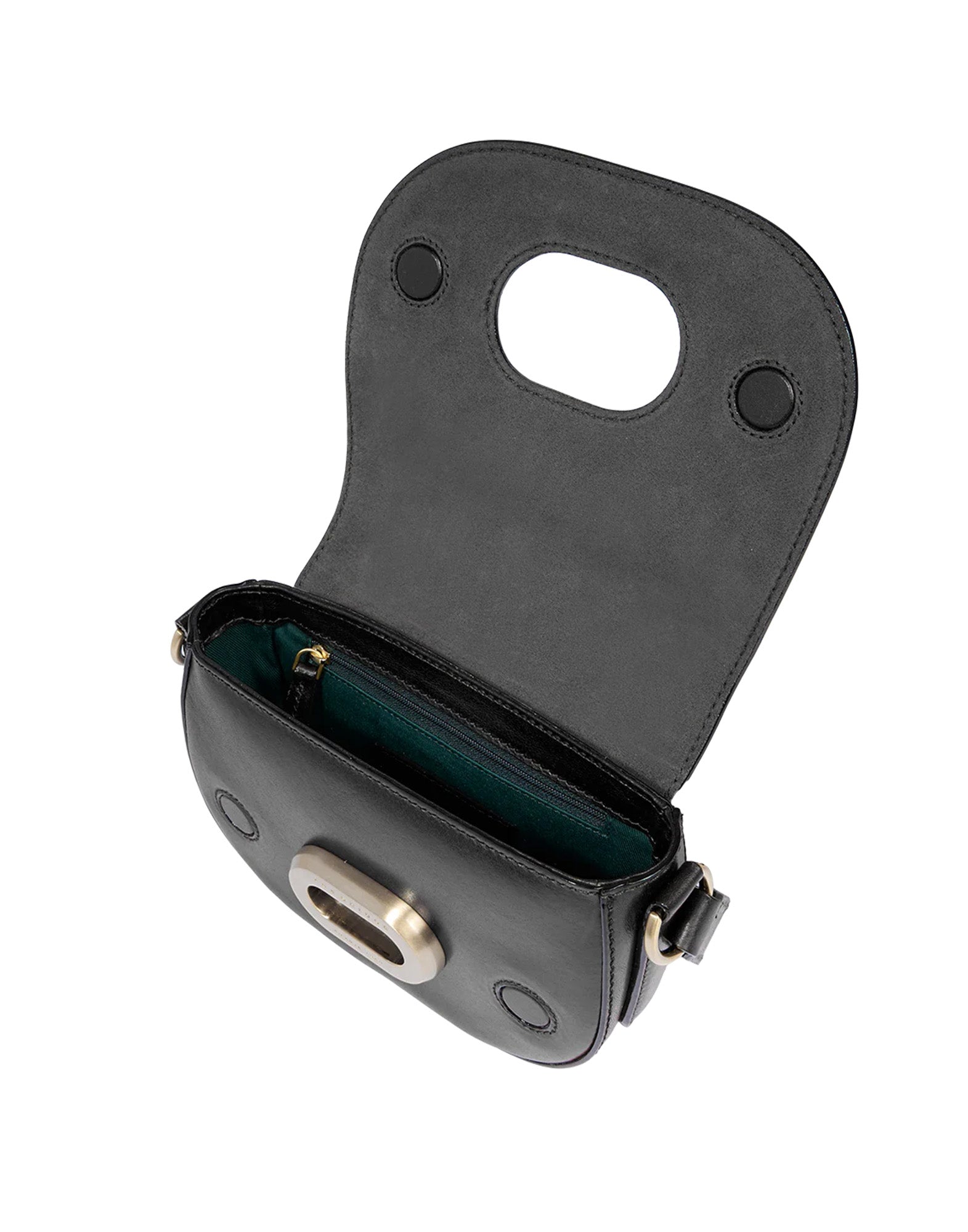 THE BRIDGE Borsa a Tracolla in Pelle con Chiusura Ovale Dorata Nera