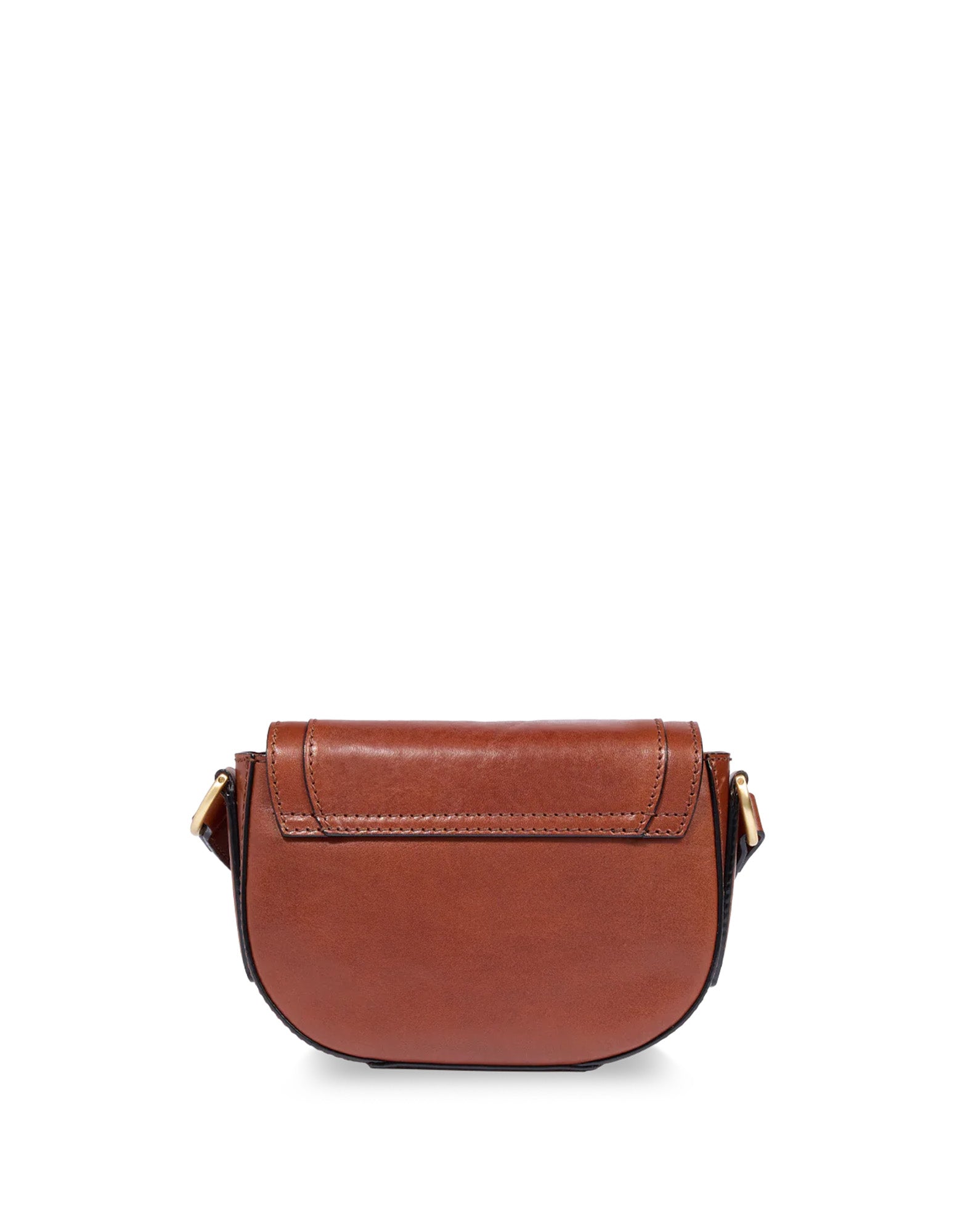 THE BRIDGE Borsa a Tracolla in Pelle con Chiusura Ovale Dorata Cuoio