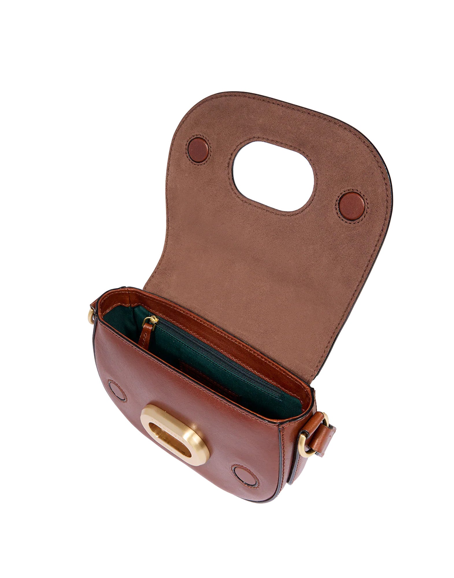 THE BRIDGE Borsa a Tracolla in Pelle con Chiusura Ovale Dorata Cuoio