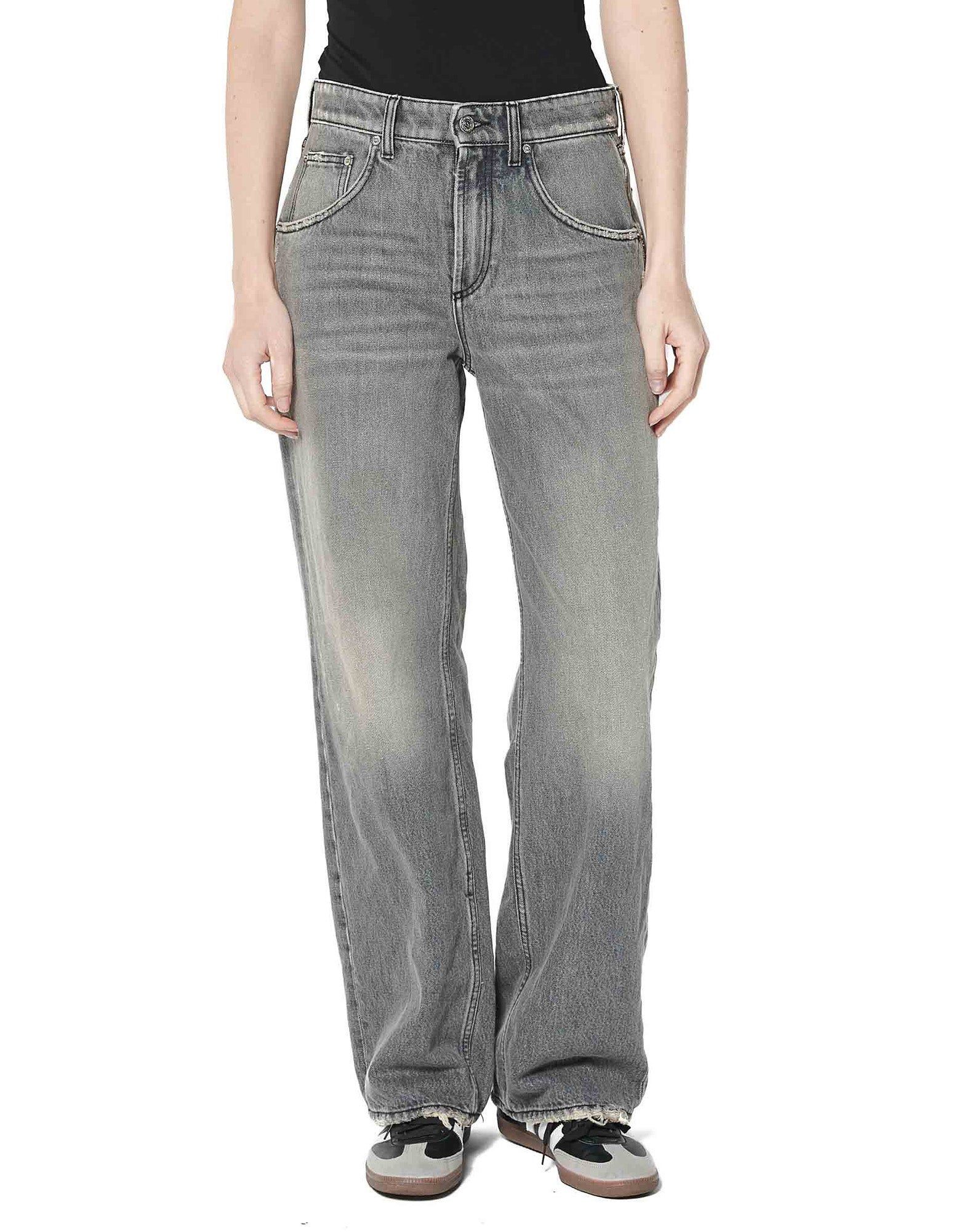 DEPARTMENT FIVE Jeans a Gamba Ampia Pop in Denim Nero
