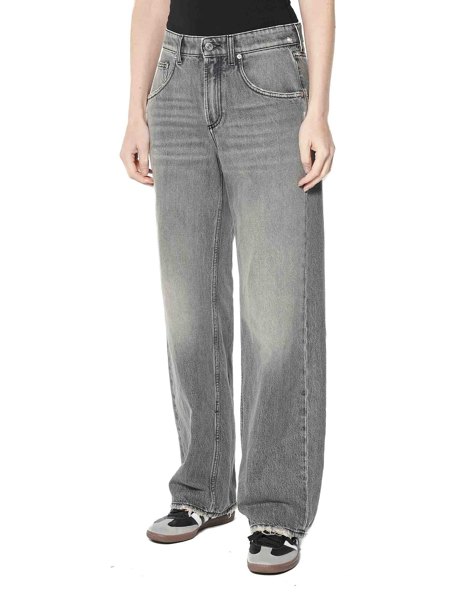 DEPARTMENT FIVE Jeans a Gamba Ampia Pop in Denim Nero