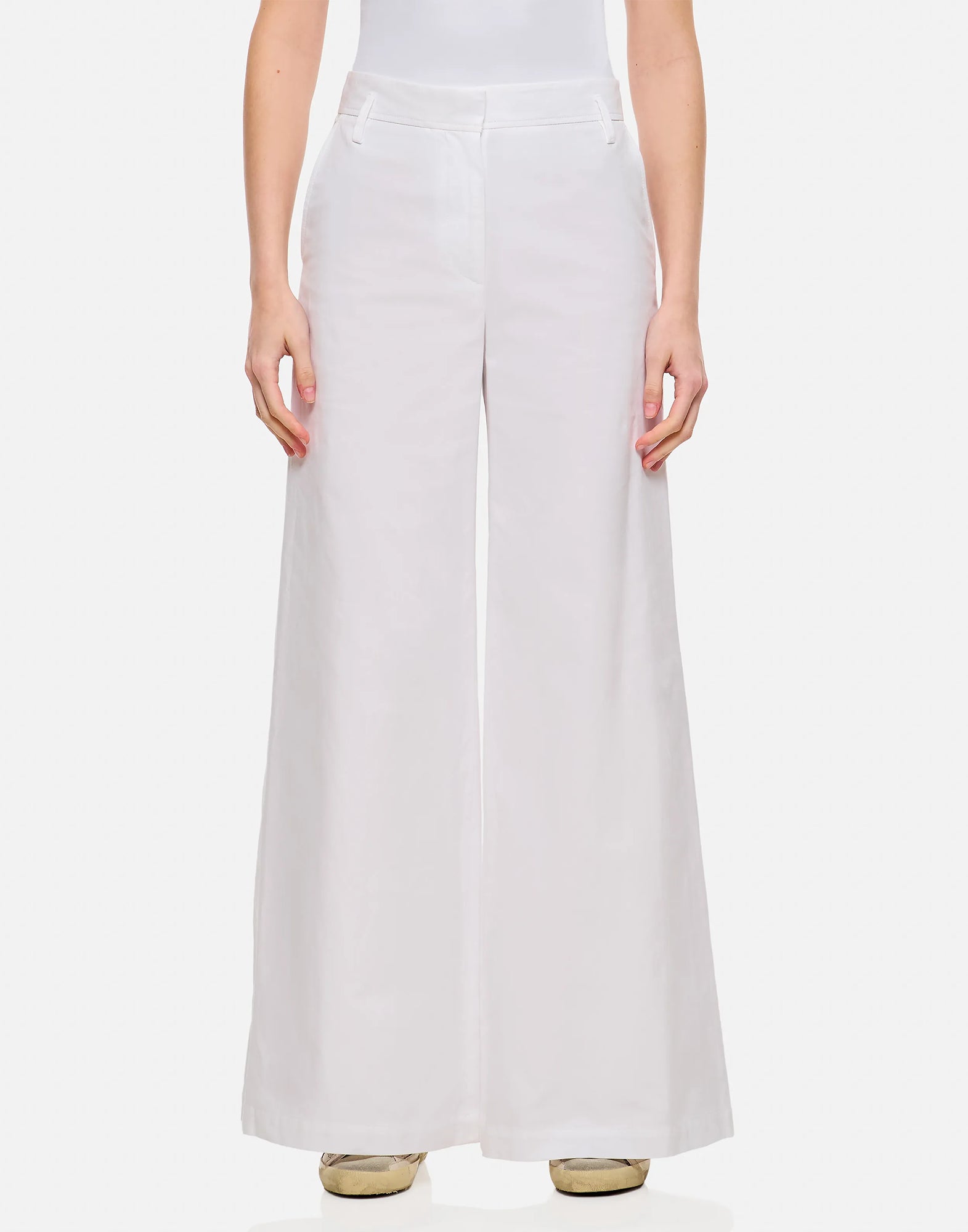 ALBERTO BIANI Pantaloni Ampi in Cotone Bianco