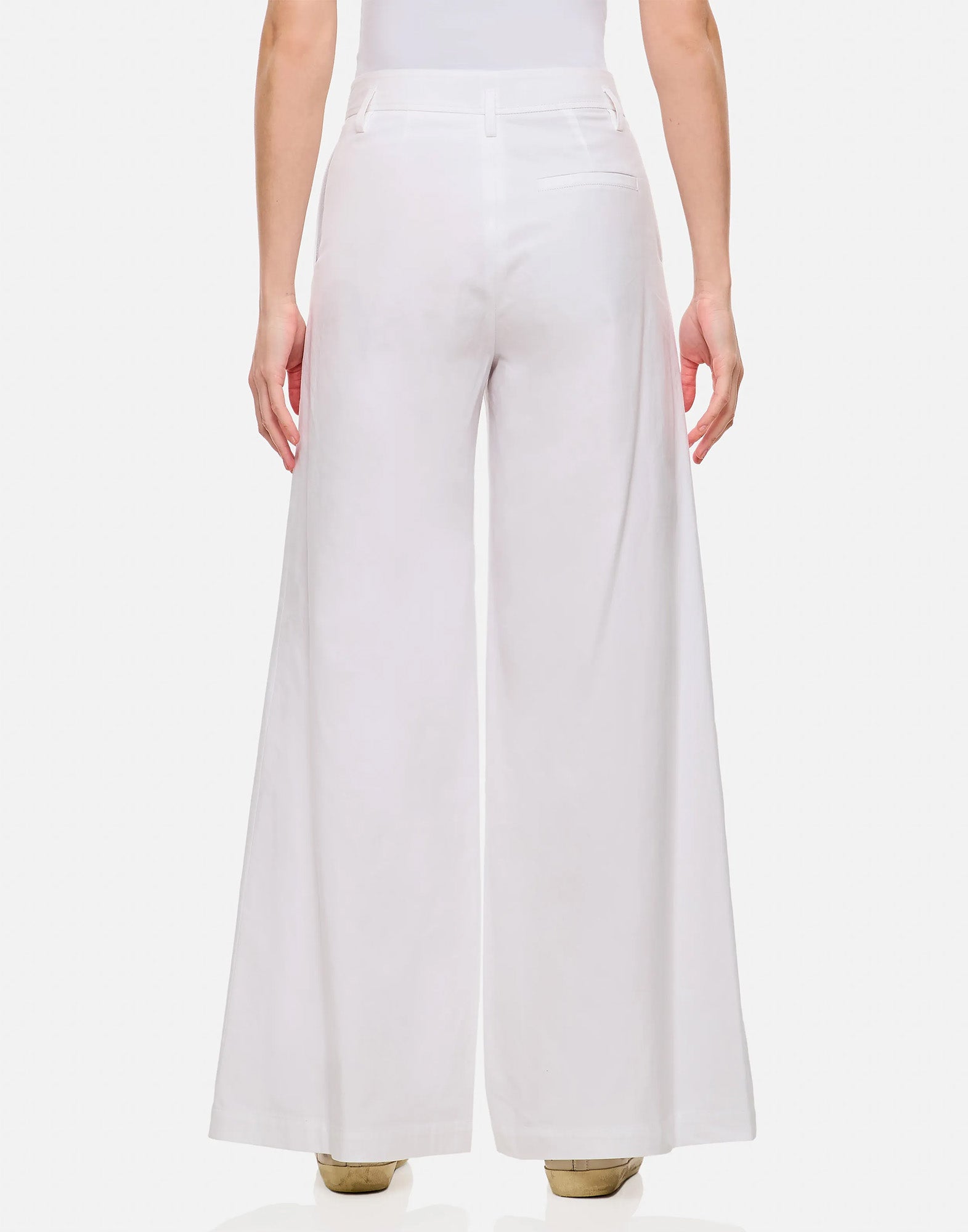 ALBERTO BIANI Pantaloni Ampi in Cotone Bianco