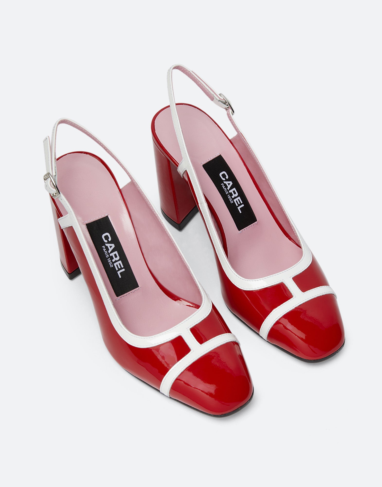 CAREL Slingback Alizee in Vernice Rossa e Bianca