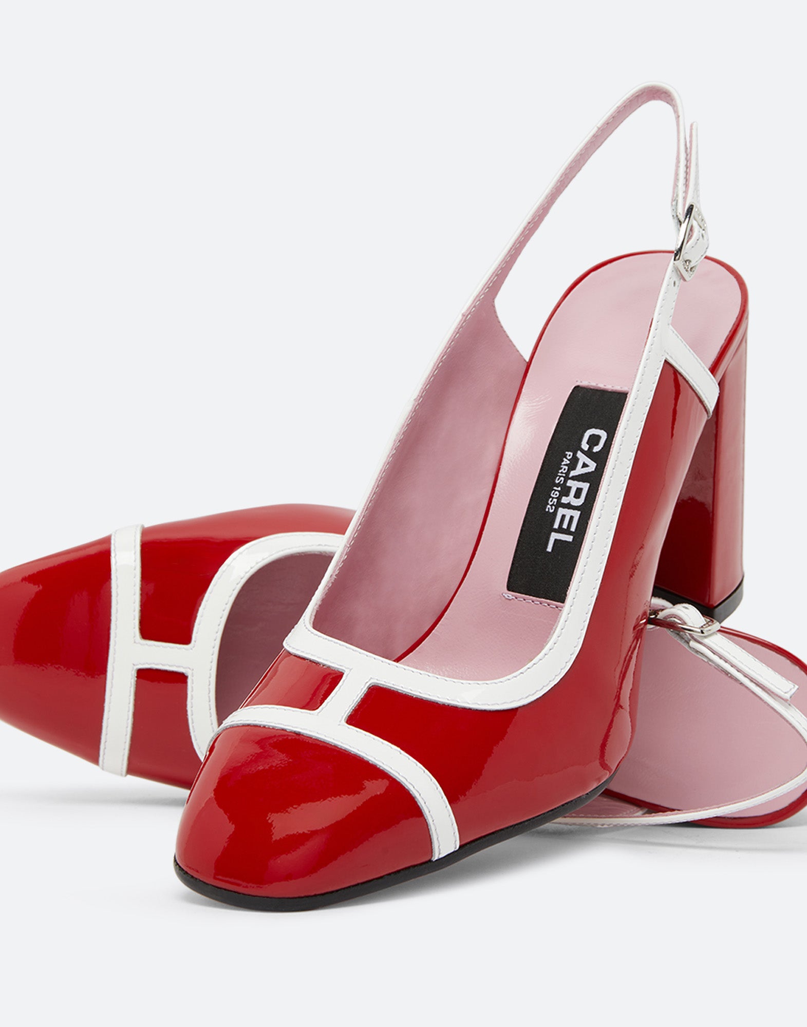 CAREL Slingback Alizee in Vernice Rossa e Bianca
