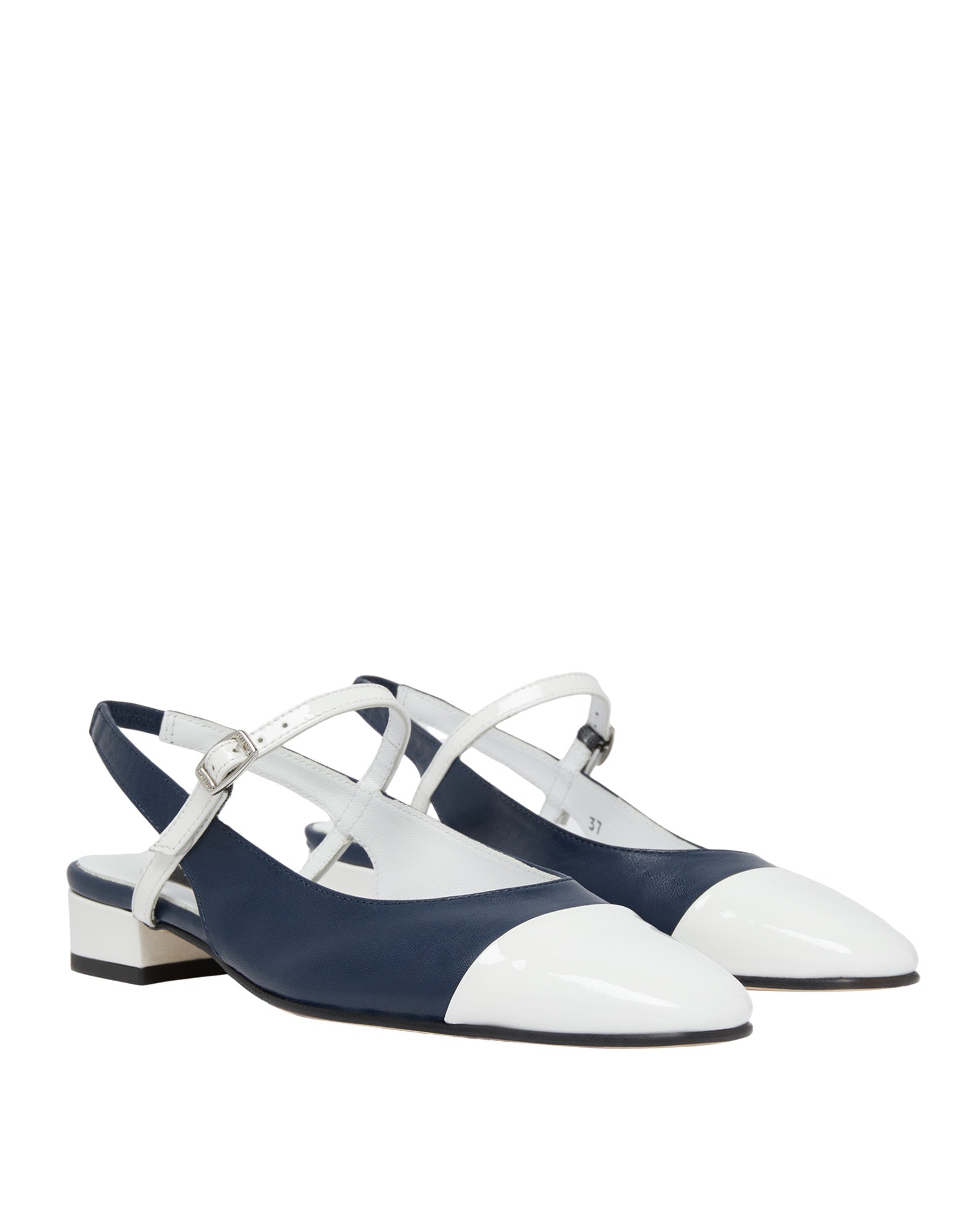 CAREL Slingback Oceano in Pelle Blu e Vernice Bianca