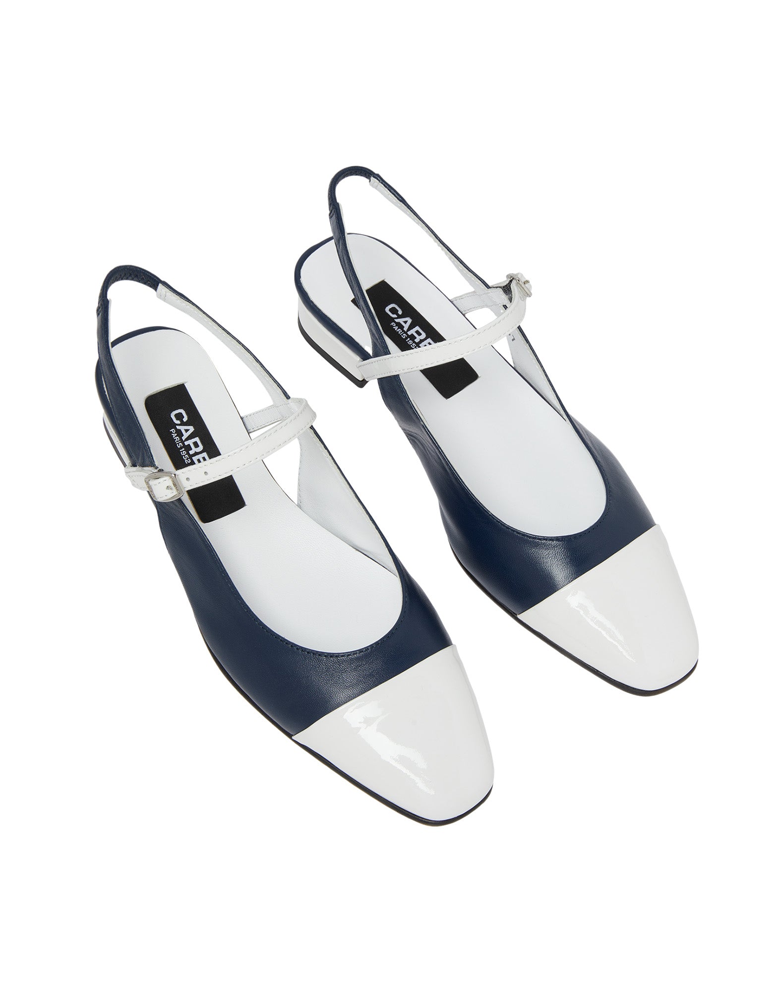 CAREL Slingback Oceano in Pelle Blu e Vernice Bianca