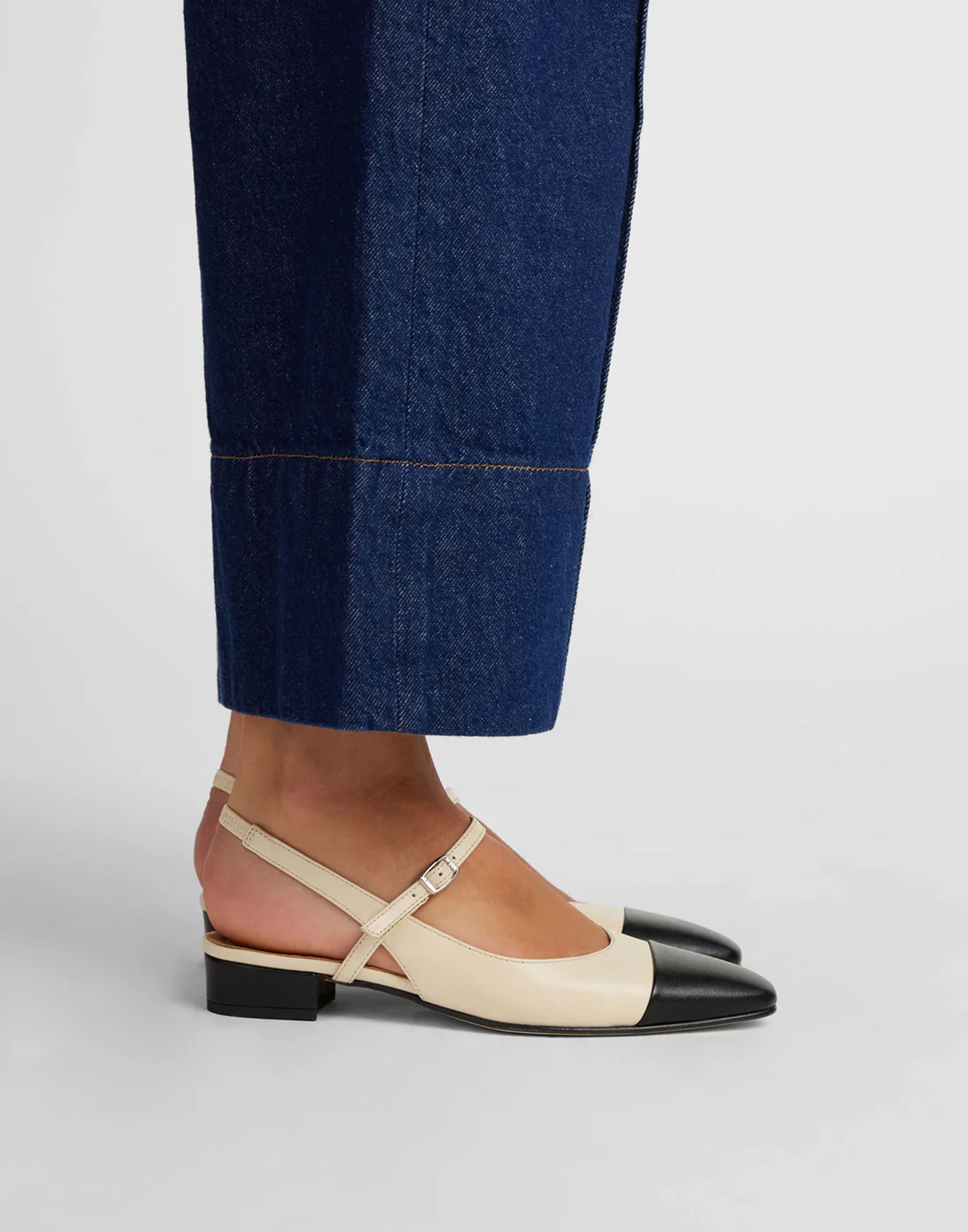 CAREL Slingback Oceano in Pelle Beige e Nera