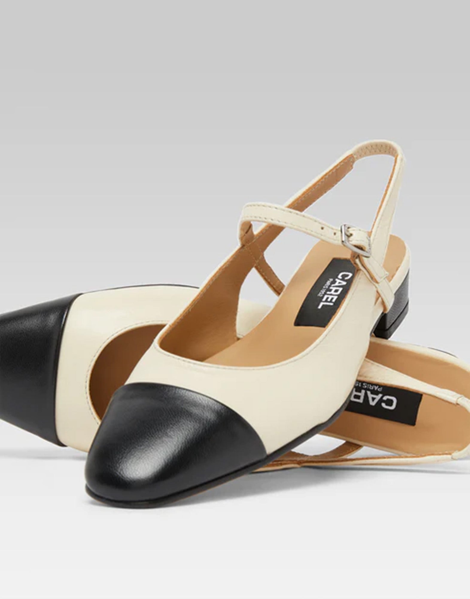 CAREL Slingback Oceano in Pelle Beige e Nera