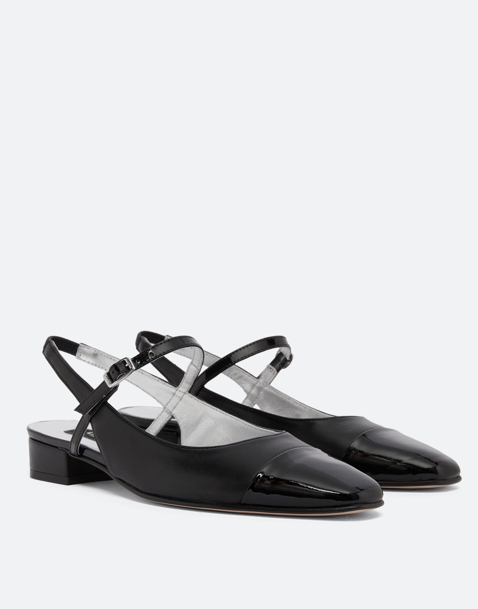 CAREL Slingback Oceano in Pelle Nera e Vernice Nera