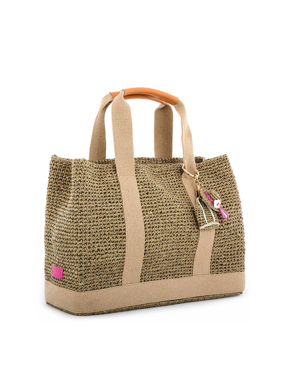 CHICA Borsa Terra in Rafia con Manici in Cotone Avorio