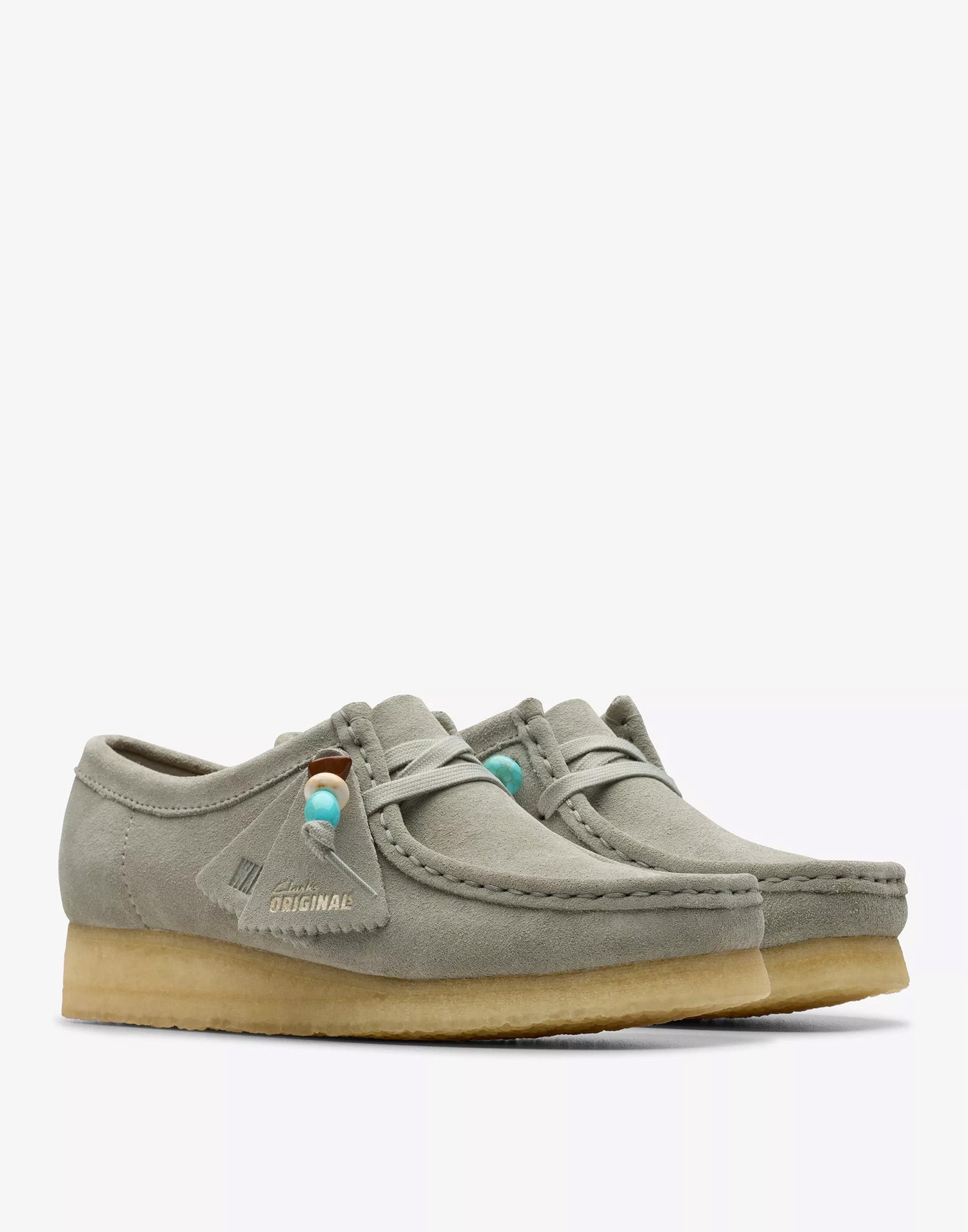 CLARKS Polacchine Wallabee in Pelle Scamosciata Salvia