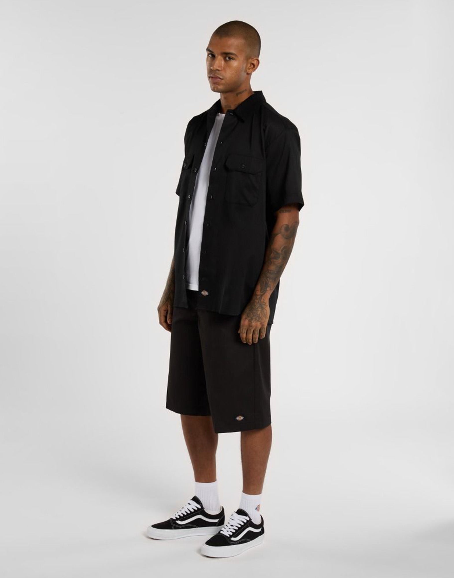 DICKIES Camicia da Lavoro a Maniche Corte Nera